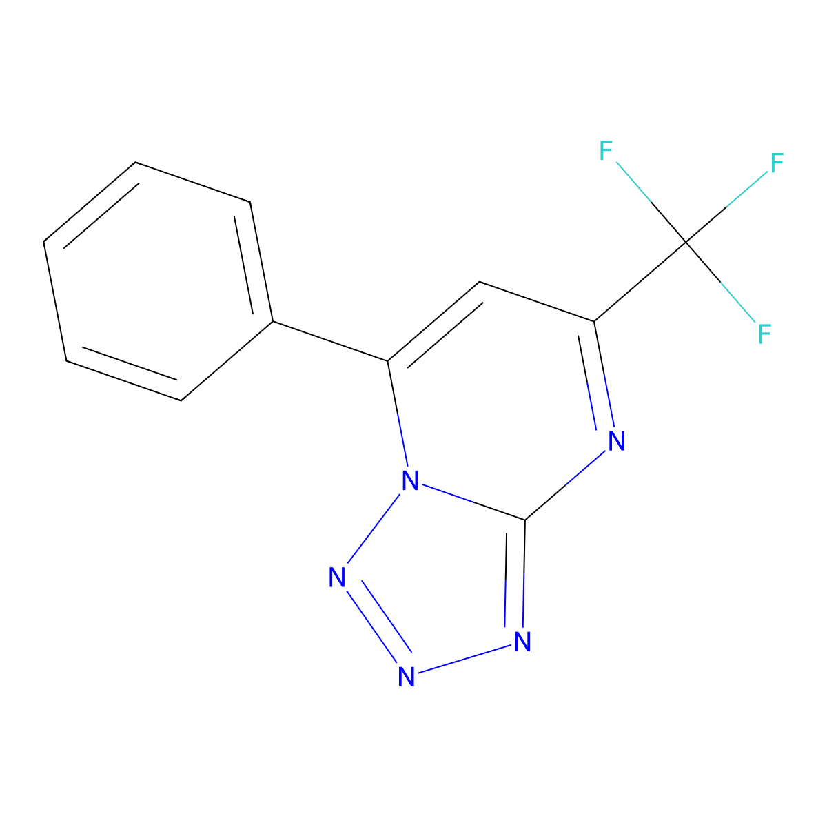 7-Phenyl-5-(trifluoromethyl)[1,2,3,4]tetraazolo[1,5-a]pyrimidine molecular structure, CAS 153562-20-0