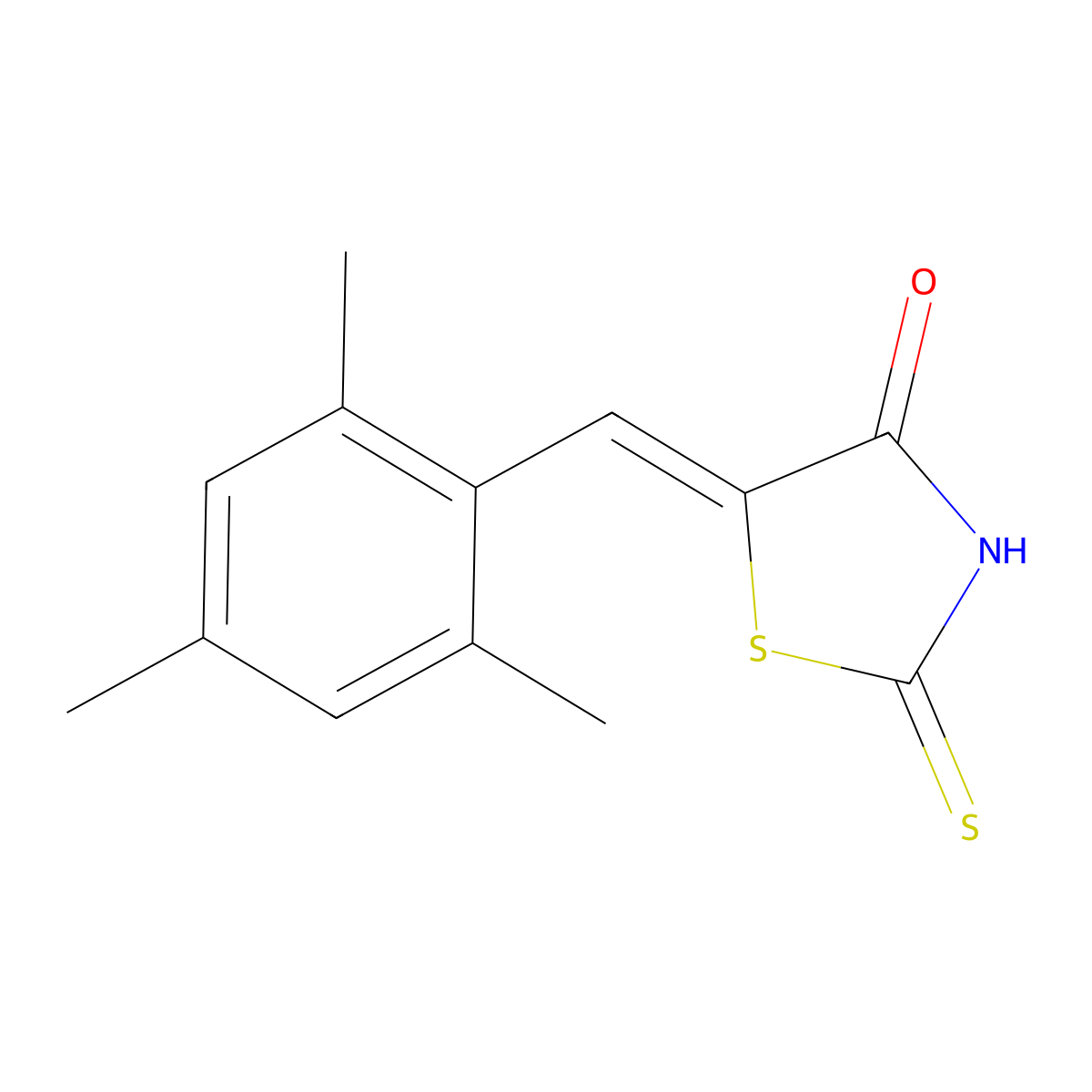 (5E)-2-mercapto-5-(mesitylmethylene)-1,3-thiazol-4(5H)-one molecular structure, CAS 153567-97-6