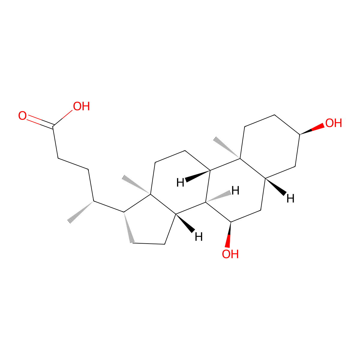 Allochenodeoxycholic acid molecular structure, CAS 15357-34-3