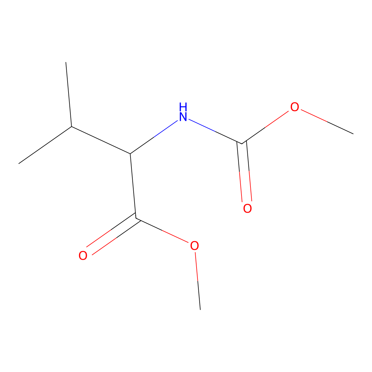 (R)-methyl 2-((methoxycarbonyl)amino)-3-methylbutanoate molecular structure, CAS 153575-98-5