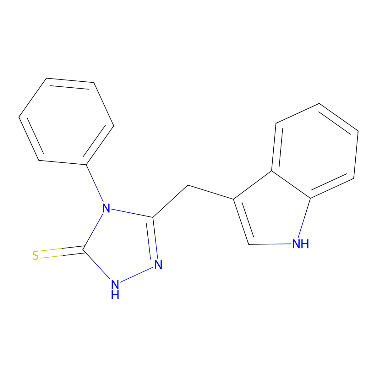 5-(1H-indol-3-ylmethyl)-4-phenyl-2,4-dihydro-3H-1,2,4-triazole-3-thione molecular structure, CAS 153595-92-7