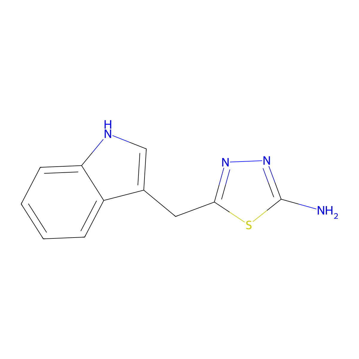 5-(1H-indol-3-ylmethyl)-1,3,4-thiadiazol-2-amine molecular structure, CAS 153595-93-8