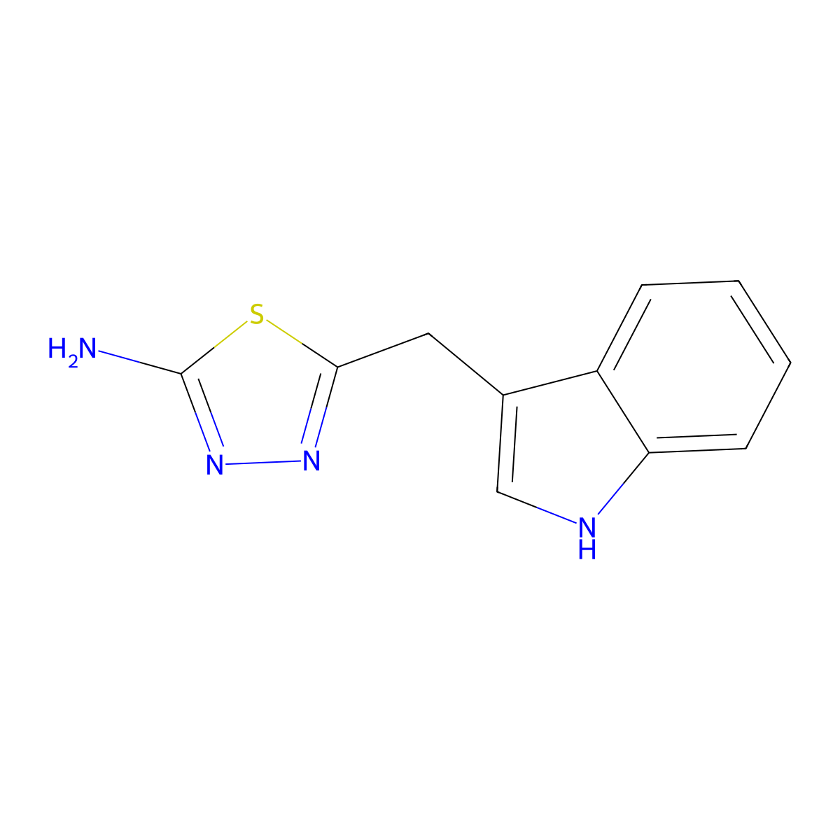 5-(1H-indol-3-ylmethyl)-1,3,4-thiadiazol-2-amine molecular structure, CAS 153595-93-8