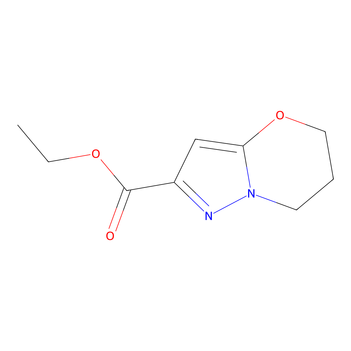 Ethyl 6,7-dihydro-5H-pyrazolo(5,1-b)(1,3)oxazine-2-carboxylate molecular structure, CAS 153597-59-2