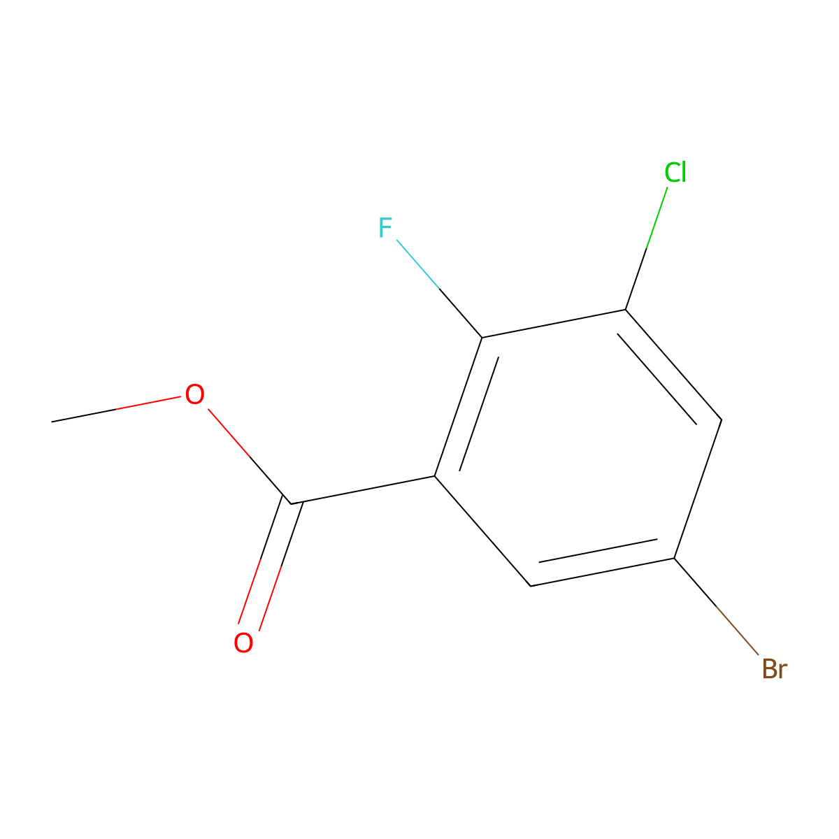 Methyl 5-bromo-3-chloro-2-fluorobenzoate molecular structure, CAS 1535973-93-3