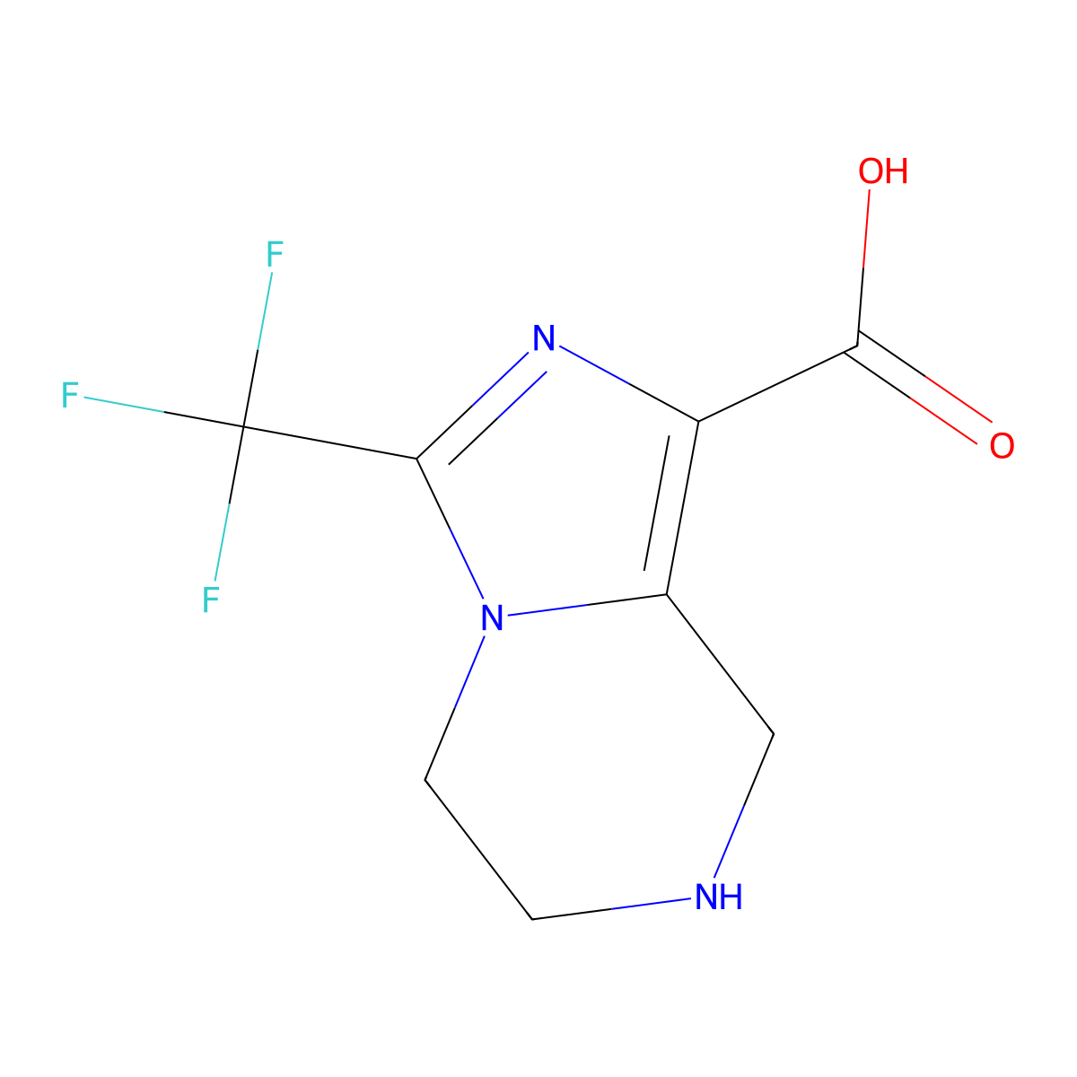 3-(trifluoromethyl)-5H,6H,7H,8H-imidazo(1,5-a)pyrazine-1-carboxylic acid molecular structure, CAS 1535990-71-6