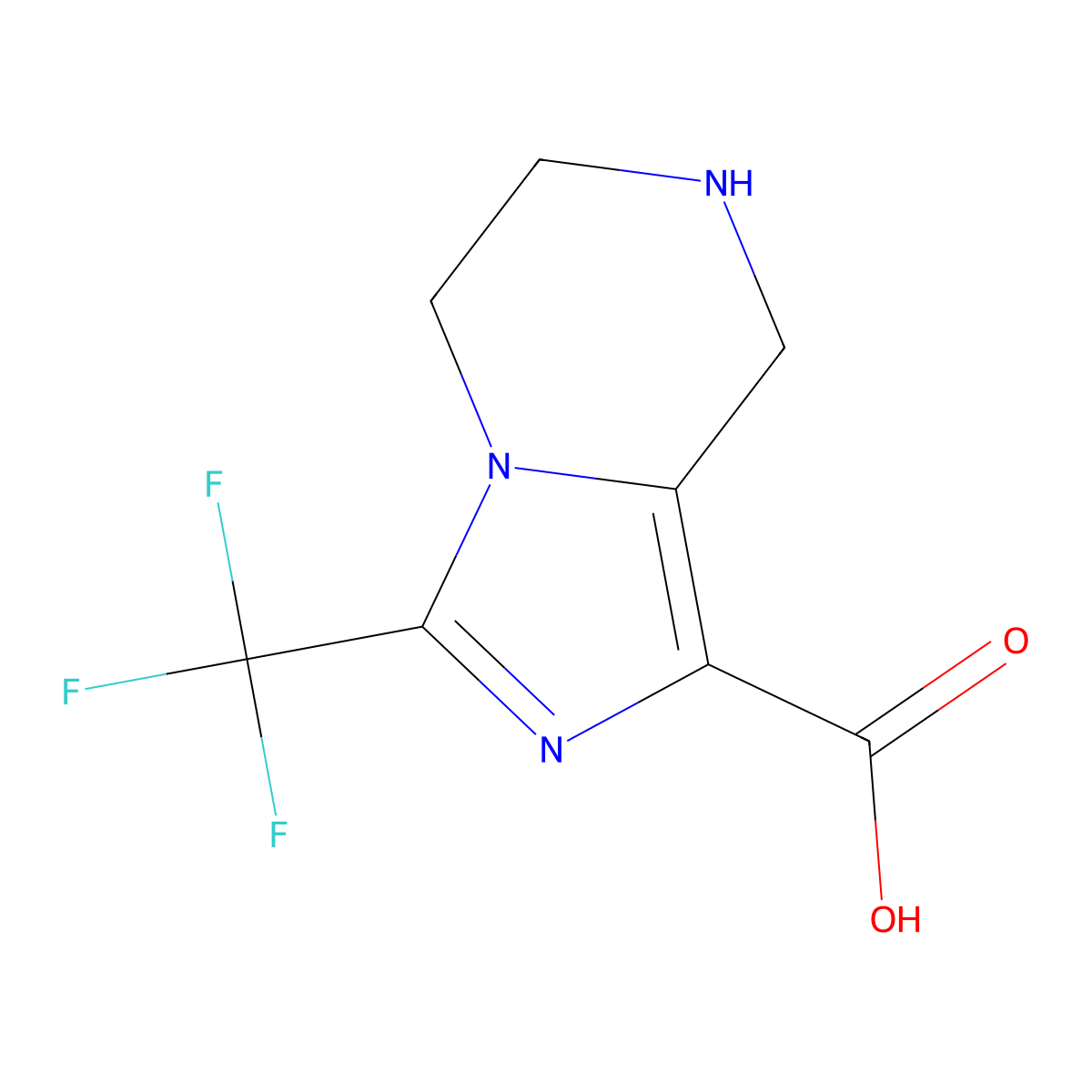 3-(trifluoromethyl)-5H,6H,7H,8H-imidazo(1,5-a)pyrazine-1-carboxylic acid molecular structure, CAS 1535990-71-6