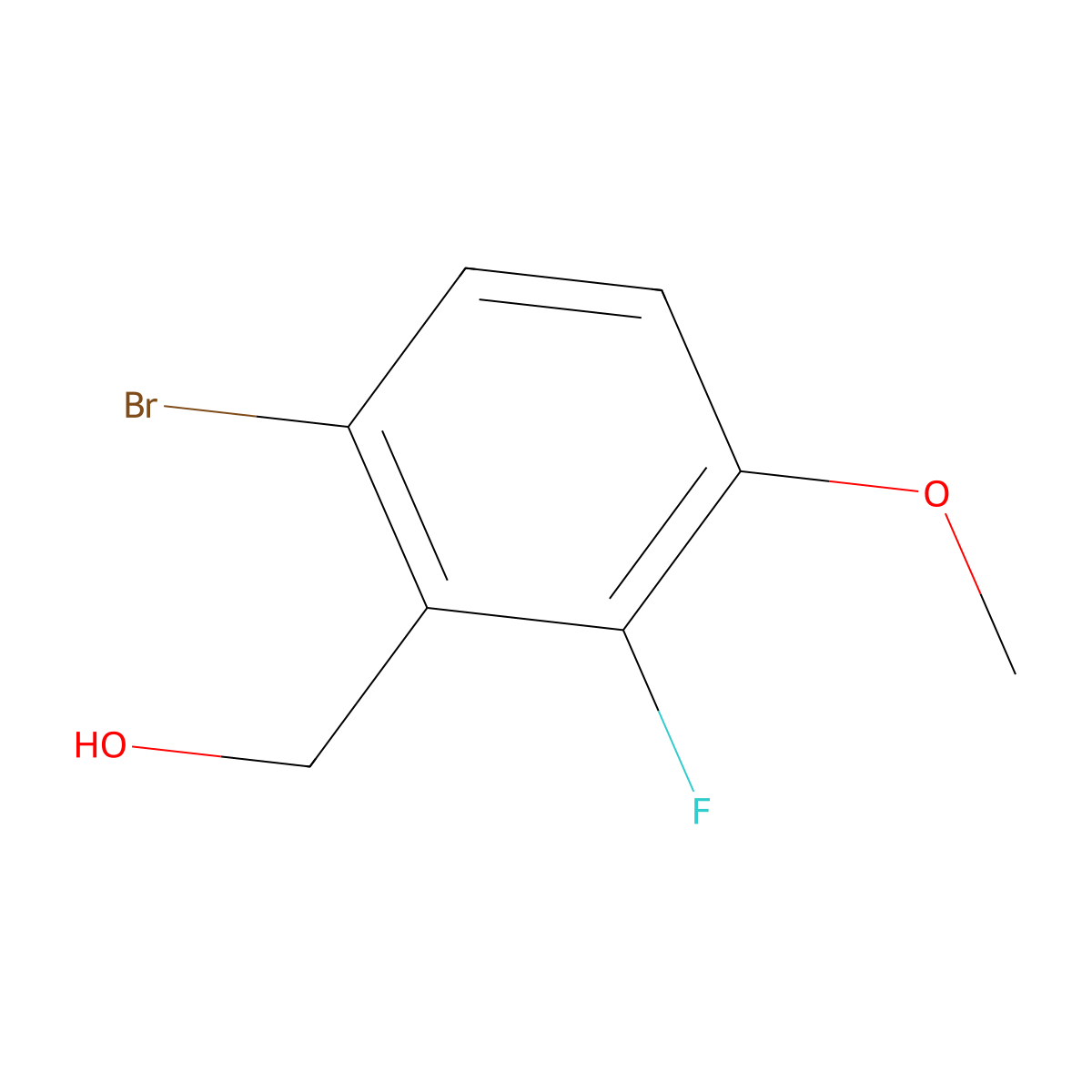 (6-Bromo-2-fluoro-3-methoxyphenyl)methanol molecular structure, CAS 1535997-60-4