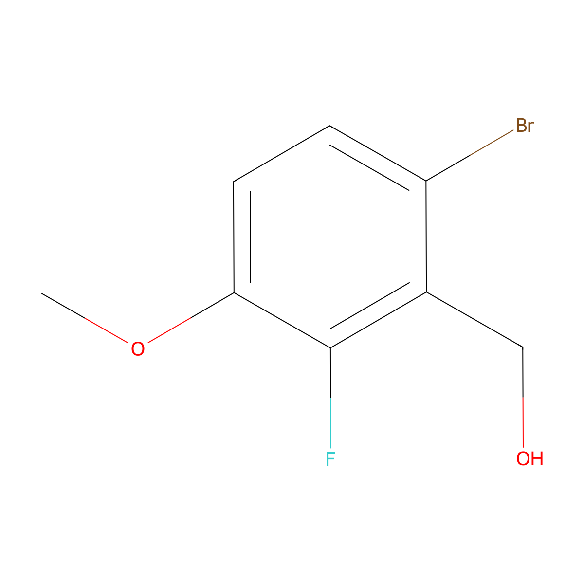 (6-Bromo-2-fluoro-3-methoxyphenyl)methanol molecular structure, CAS 1535997-60-4