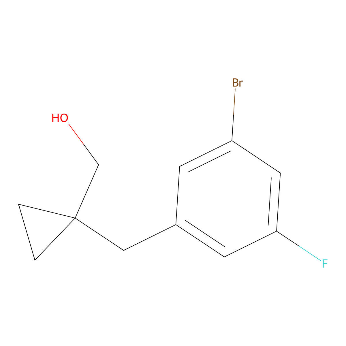 (1-(3-Bromo-5-fluorobenzyl)cyclopropyl)methanol molecular structure, CAS 1536000-60-8