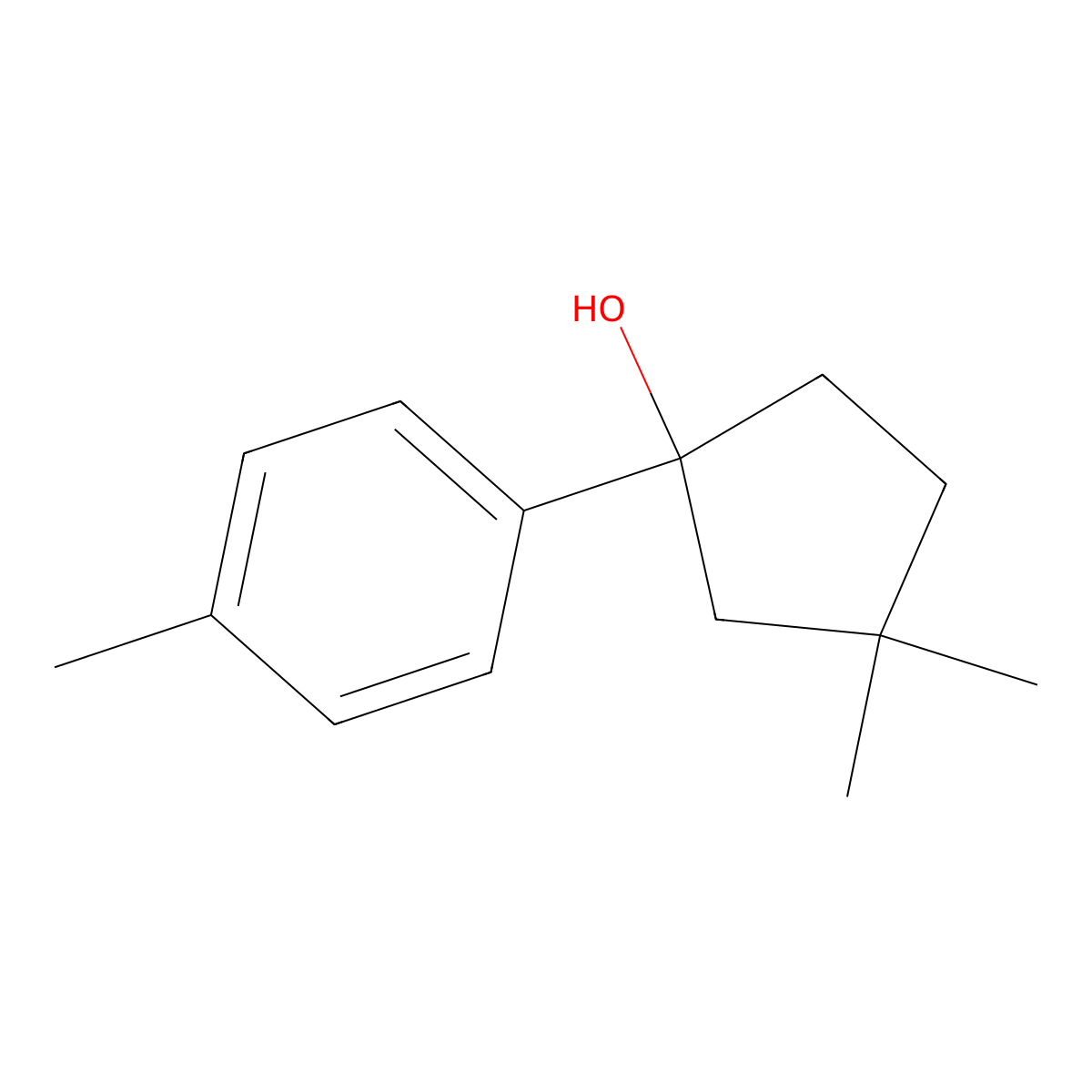 3,3-Dimethyl-1-(4-methylphenyl)cyclopentan-1-OL molecular structure, CAS 1536001-65-6
