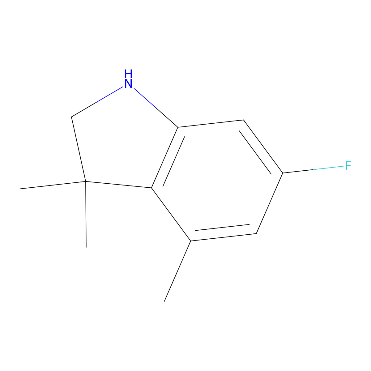 6-Fluoro-3,3,4-trimethyl-2,3-dihydro-1H-indole molecular structure, CAS 1536015-77-6