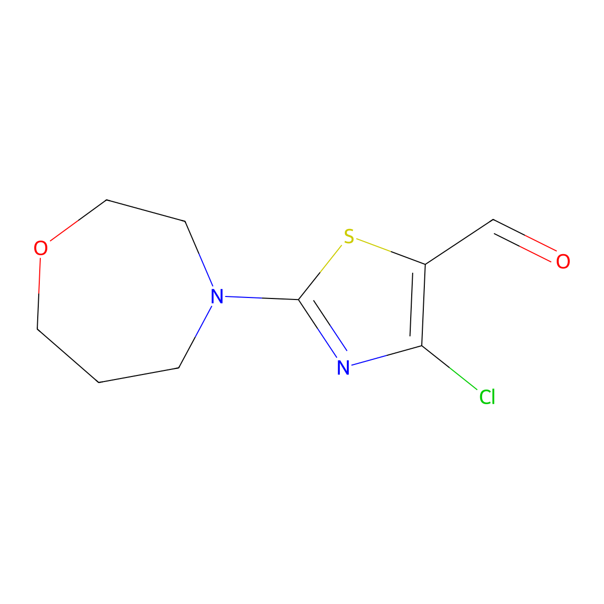 4-Chloro-2-(1,4-oxazepan-4-YL)-1,3-thiazole-5-carbaldehyde molecular structure, CAS 1536020-09-3