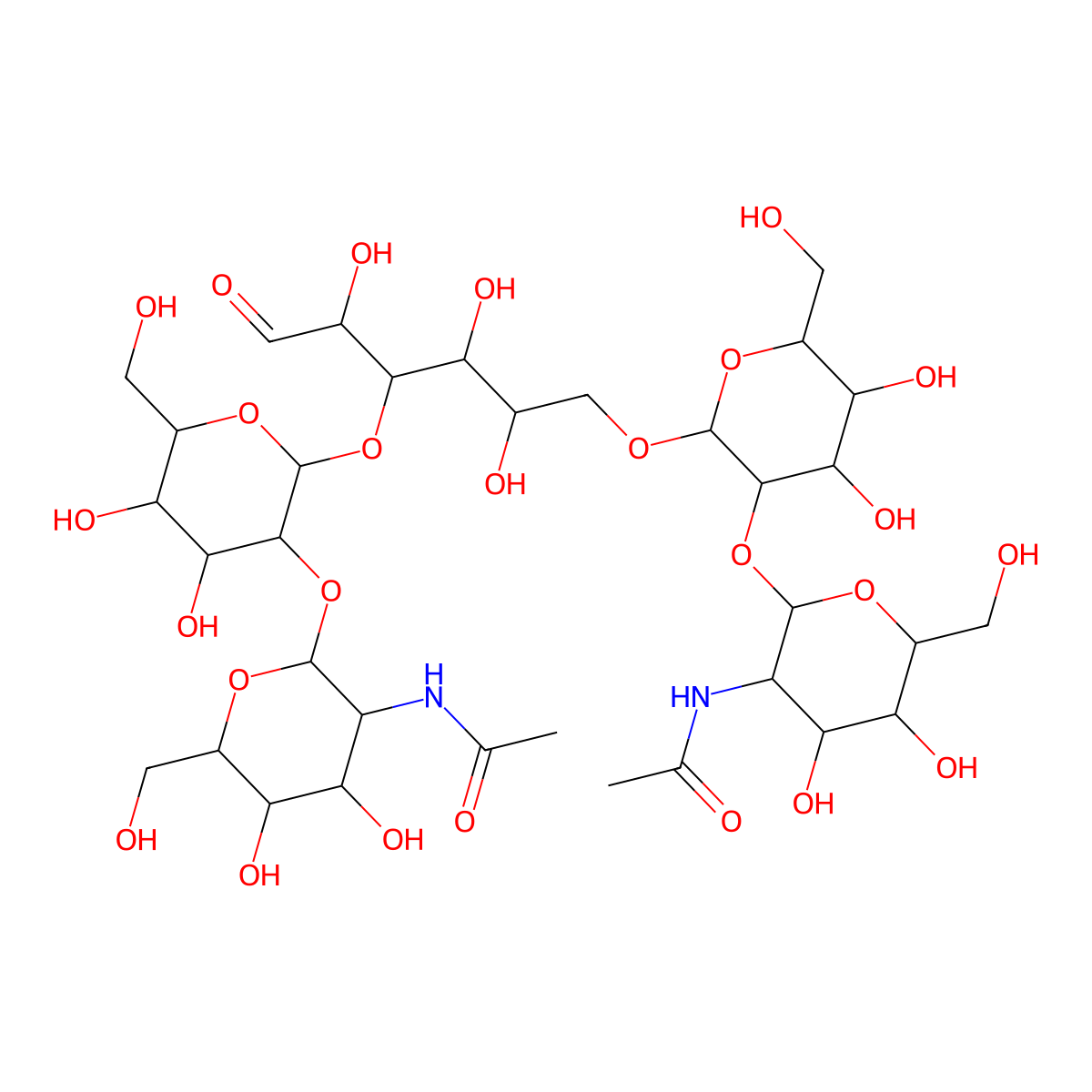 beta-Glcnac-[1->2]-alpha-man-[1->3][beta-glcnac-(1->2)-alpha-man-(1->6)]-man molecular structure, CAS 153604-55-8