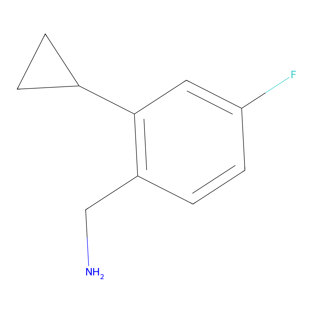 1-(2-Cyclopropyl-4-fluorophenyl)methanamine molecular structure, CAS 1536059-81-0