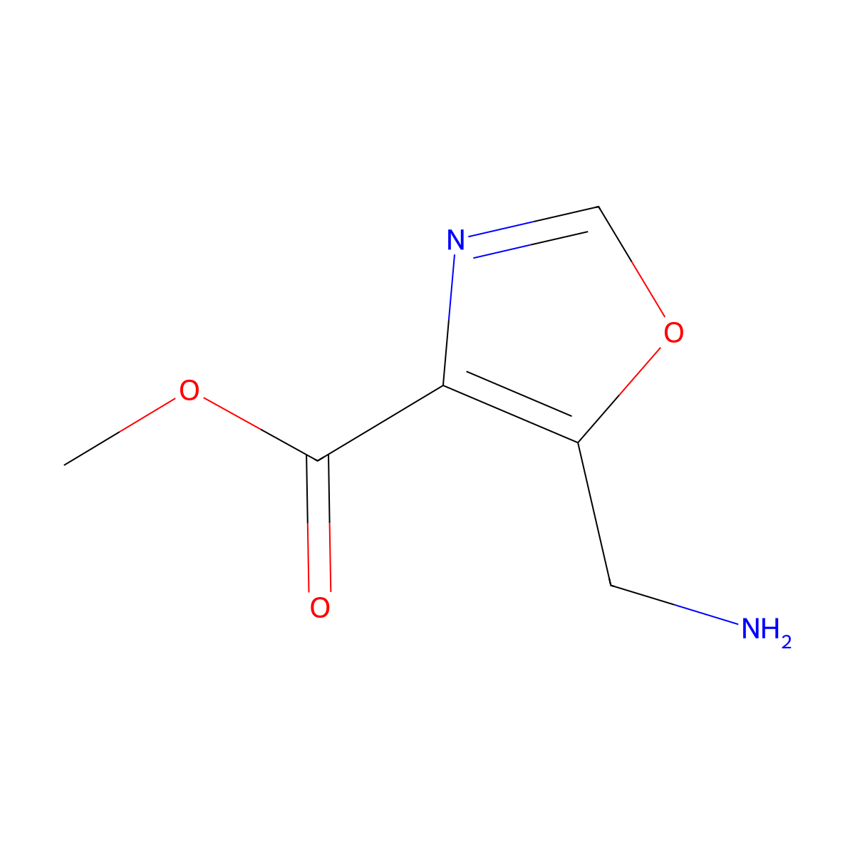 Methyl 5-(aminomethyl)-1,3-oxazole-4-carboxylate molecular structure, CAS 1536078-97-3