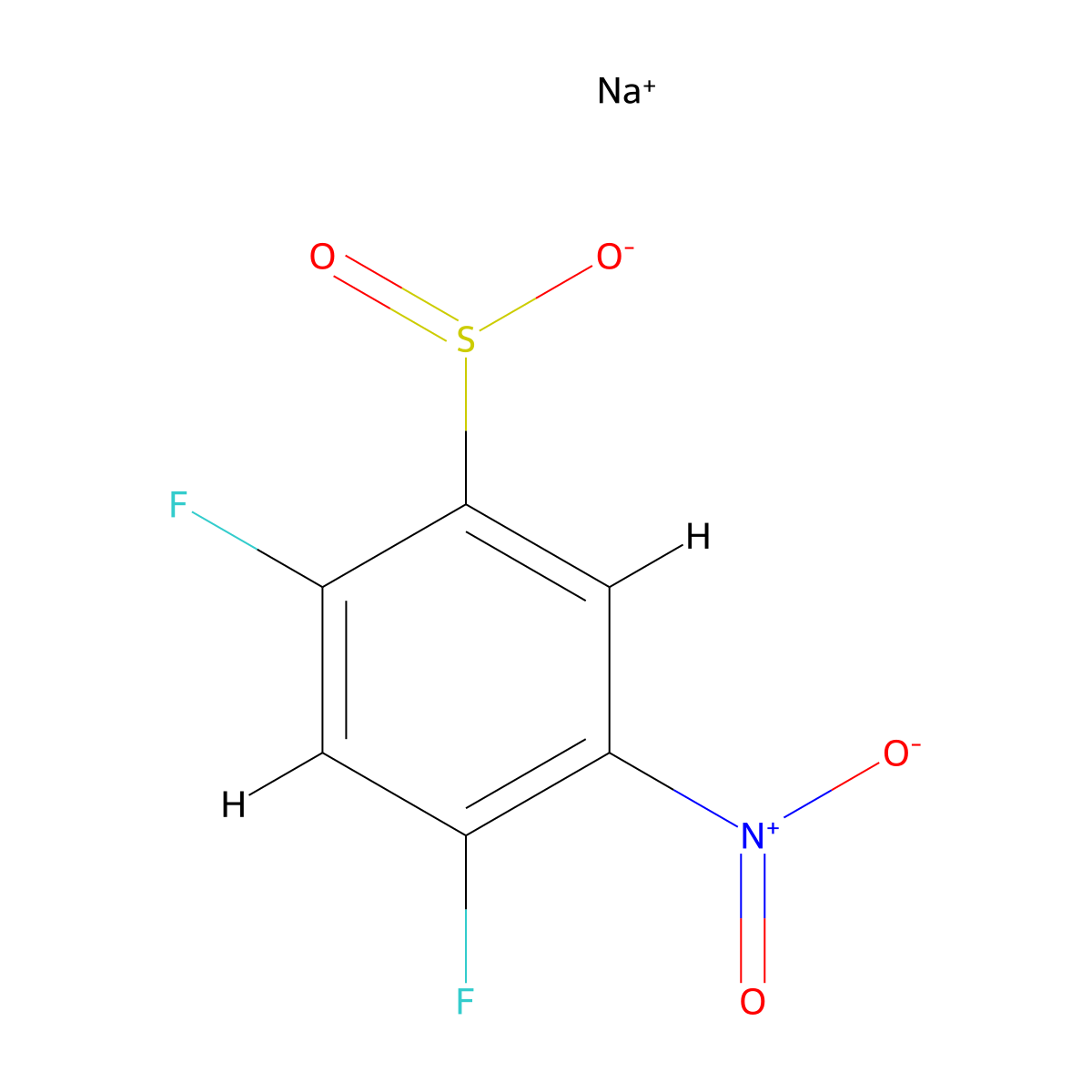 Sodium 2,4-difluoro-5-nitrobenzene-1-sulfinate molecular structure, CAS 1536129-42-6