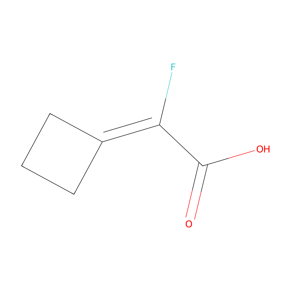 2-Cyclobutylidene-2-fluoroacetic acid molecular structure, CAS 1536129-91-5