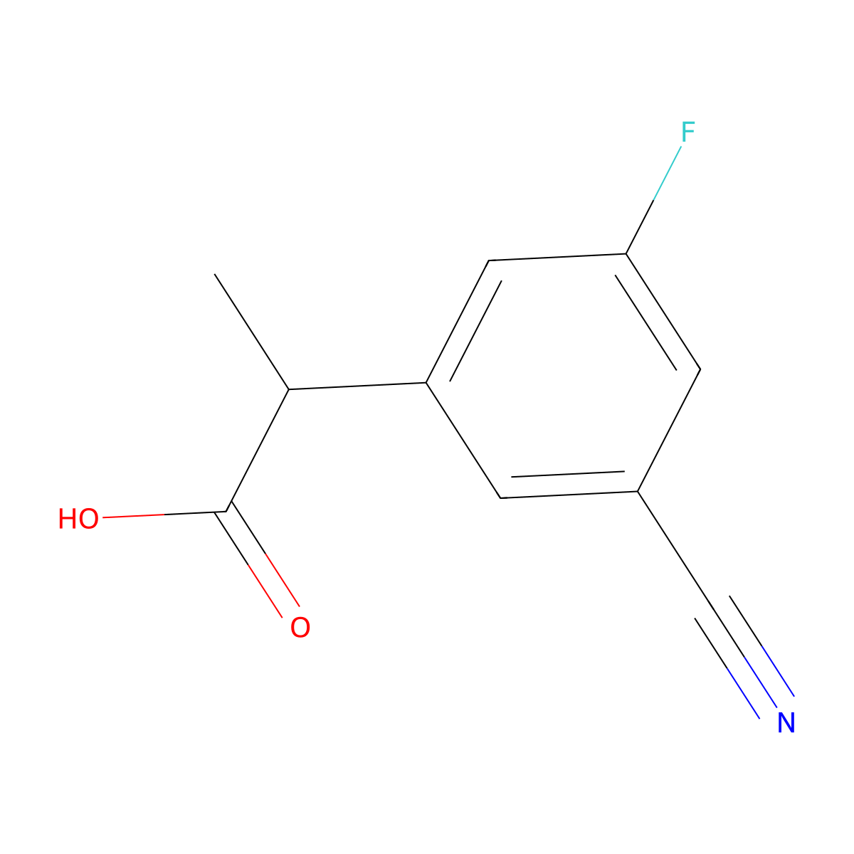 2-(3-Cyano-5-fluorophenyl)propanoic acid molecular structure, CAS 1536139-32-8