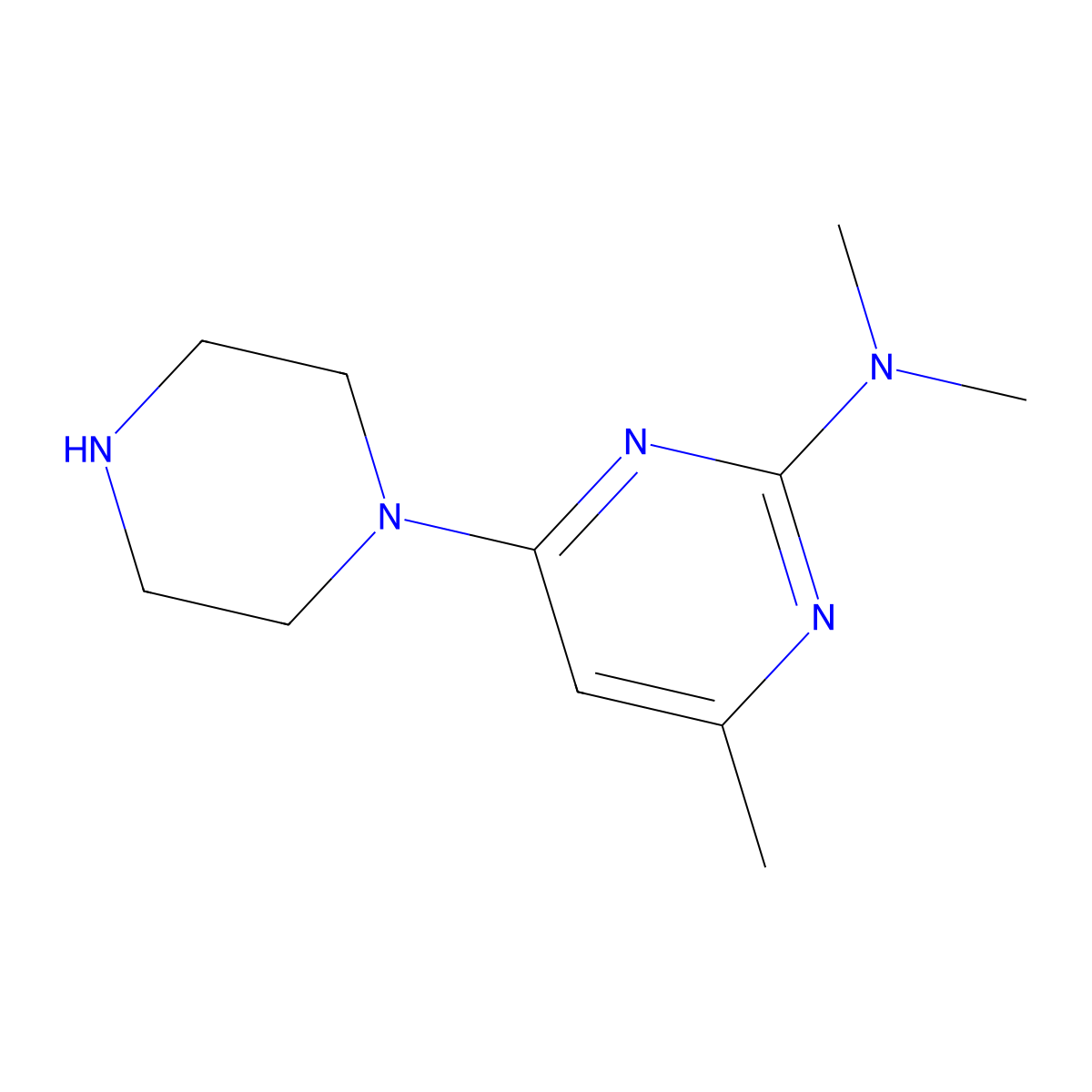 N,N,4-trimethyl-6-(piperazin-1-yl)pyrimidin-2-amine molecular structure, CAS 1536140-08-5