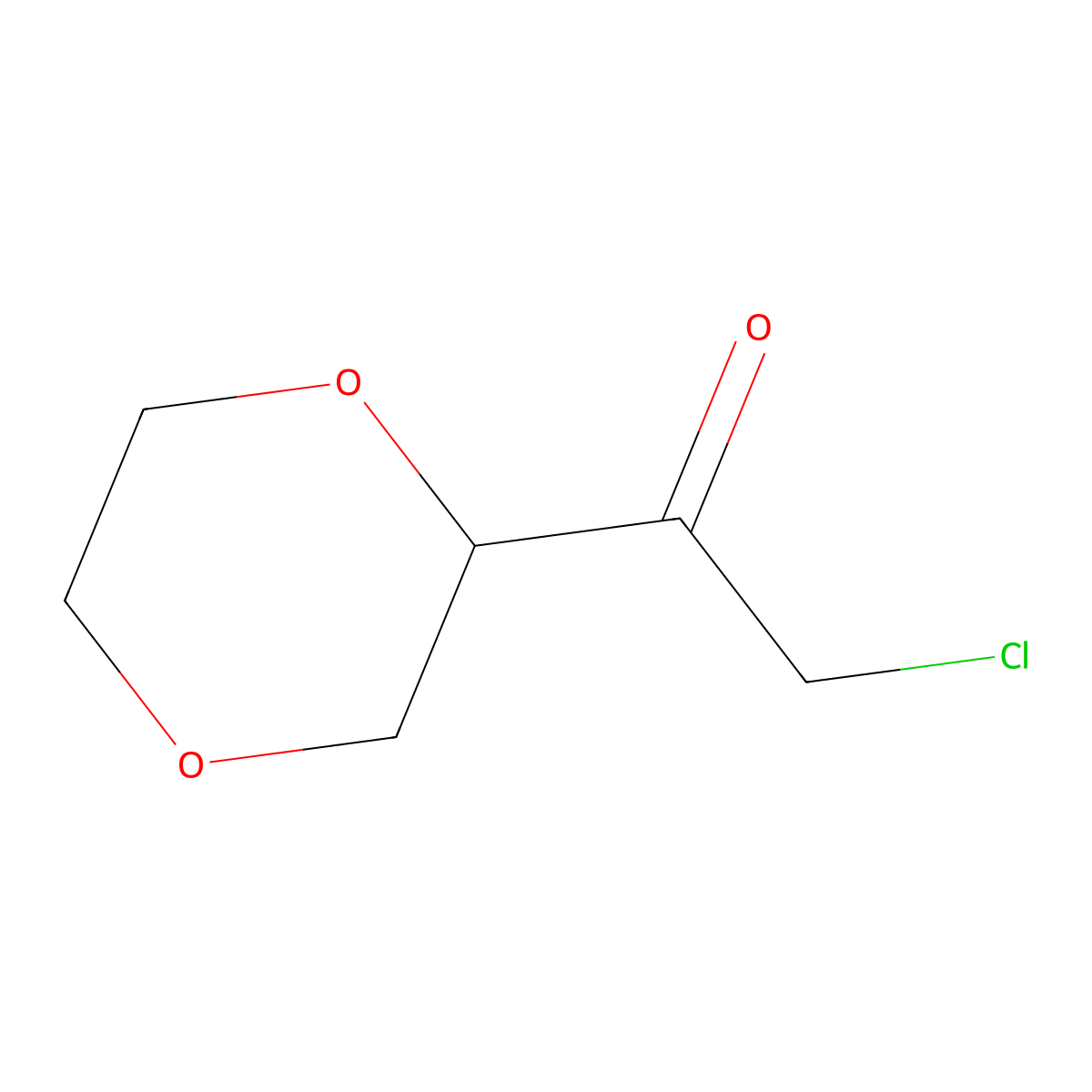 2-Chloro-1-(1,4-dioxan-2-yl)ethan-1-one molecular structure, CAS 1536142-58-1