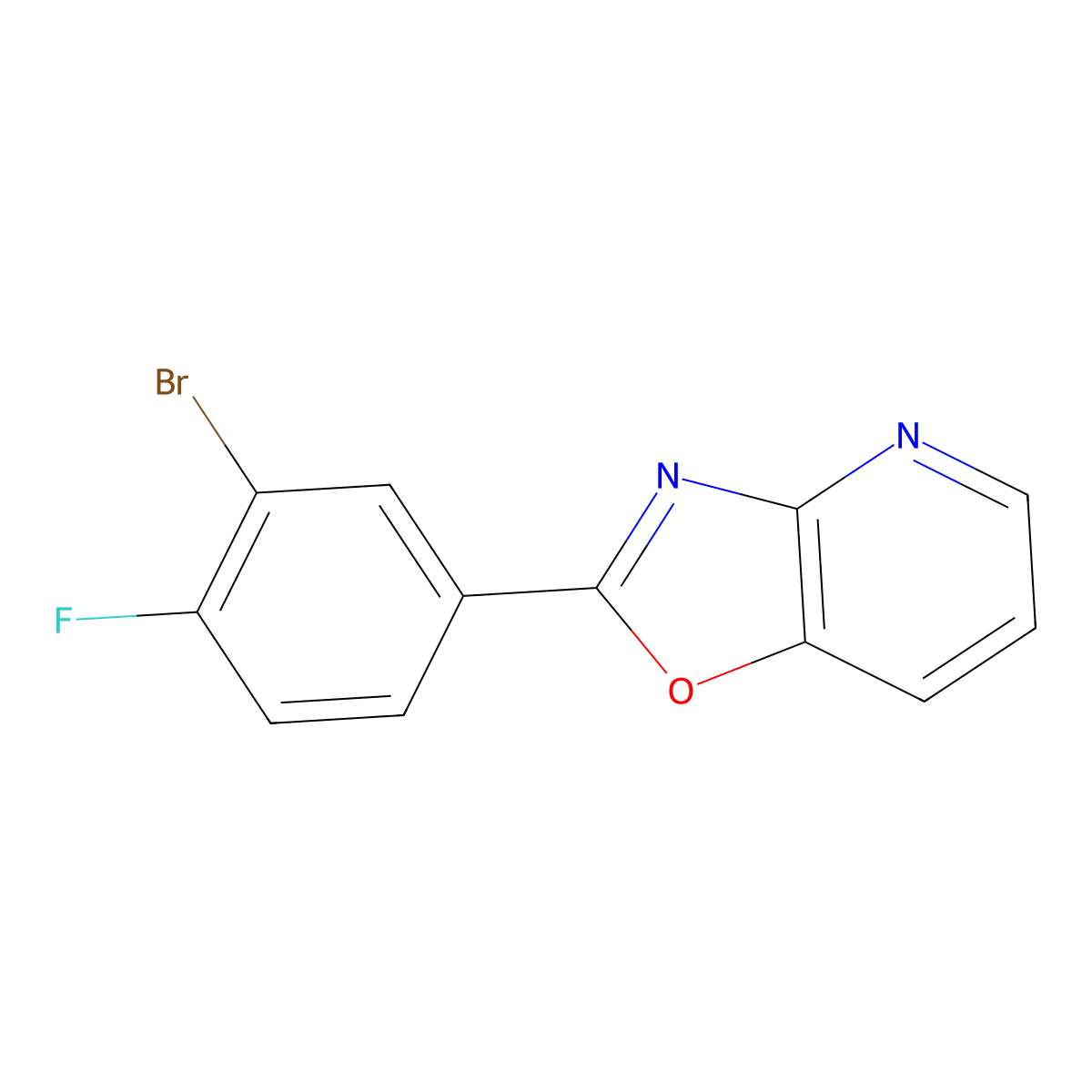 2-(3-Bromo-4-fluorophenyl)-[1,3]oxazolo[4,5-b]pyridine molecular structure, CAS 1536142-91-2
