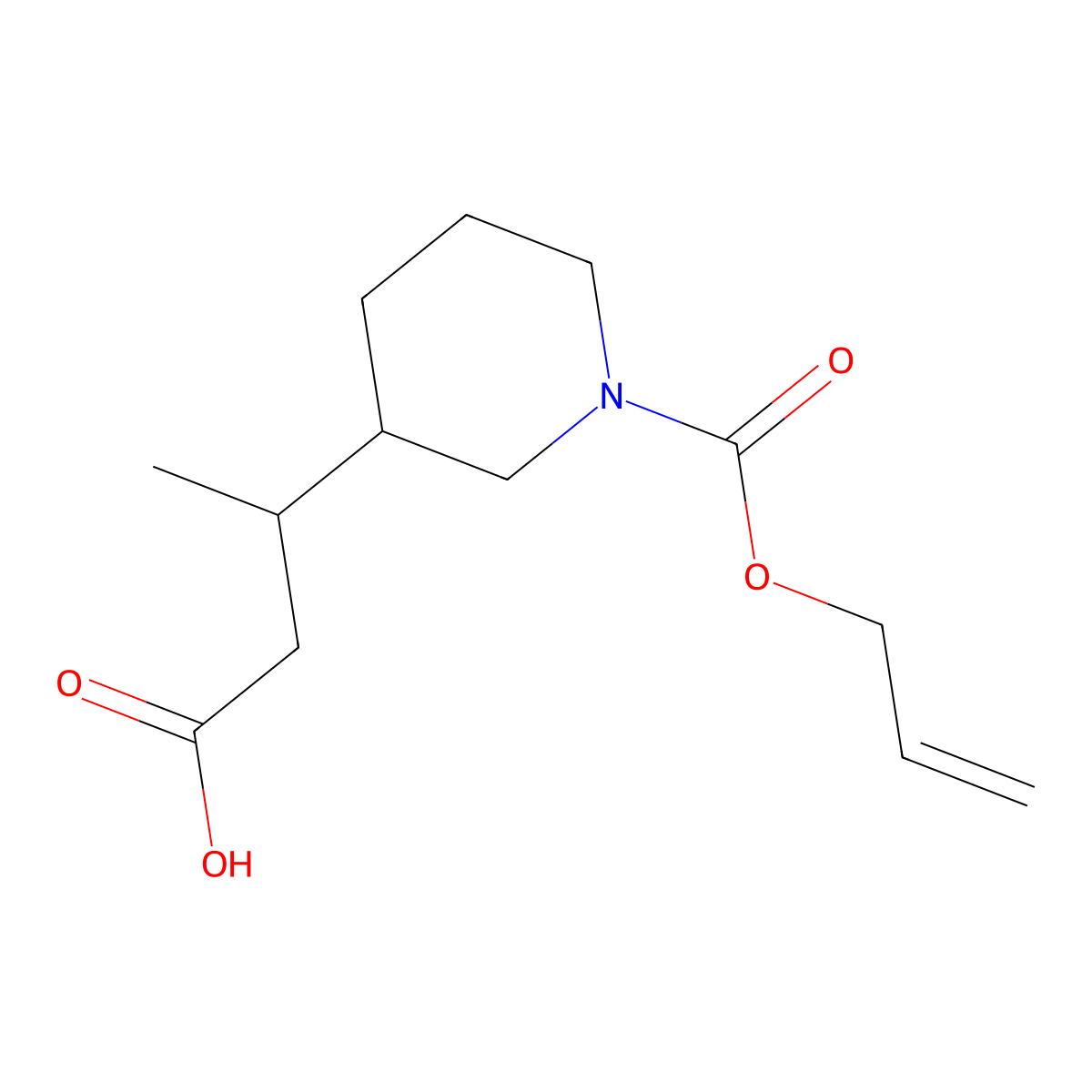 3-{1-[(Prop-2-en-1-yloxy)carbonyl]piperidin-3-yl}butanoic acid molecular structure, CAS 1536154-95-6