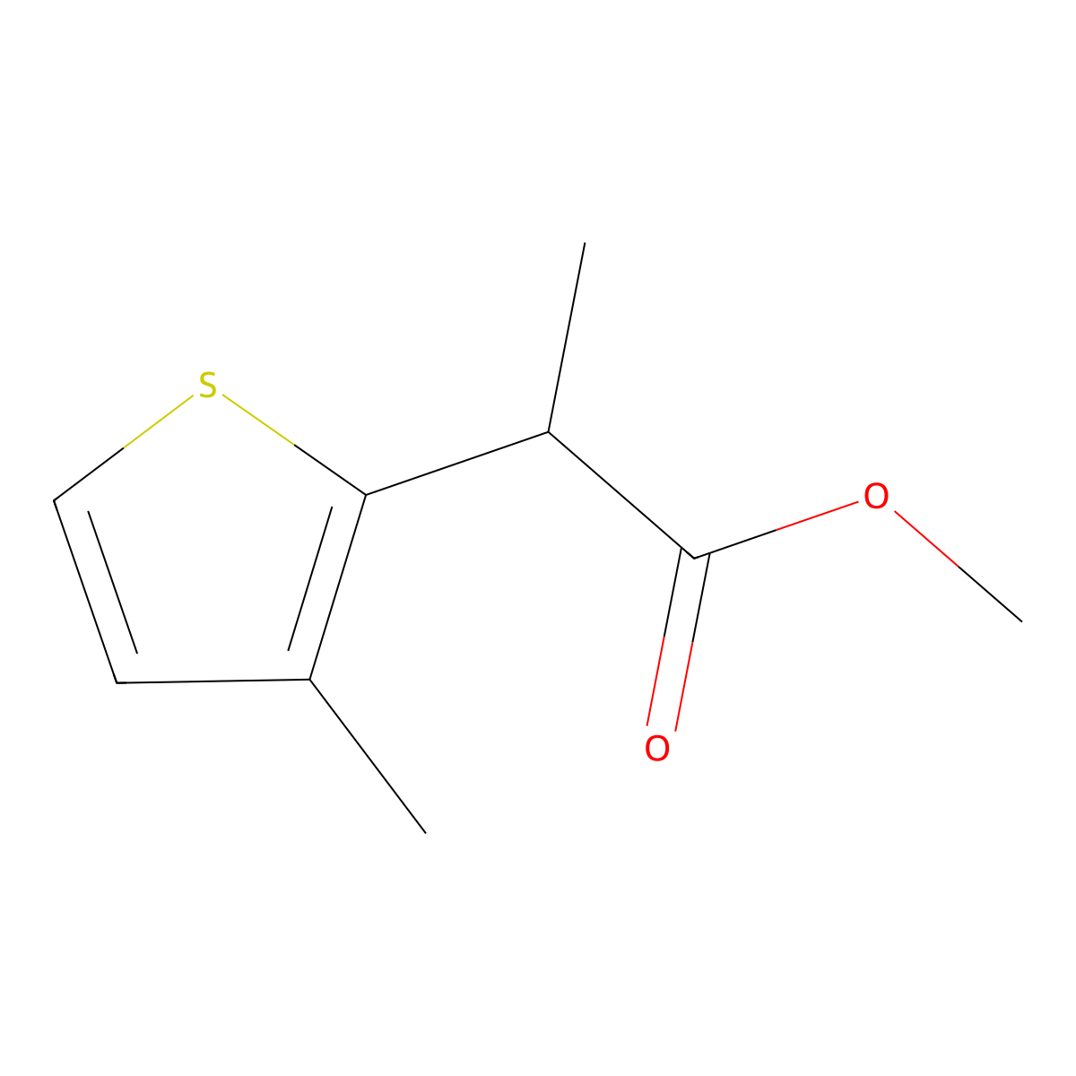 Methyl 2-(3-methylthiophen-2-yl)propanoate molecular structure, CAS 1536164-79-0
