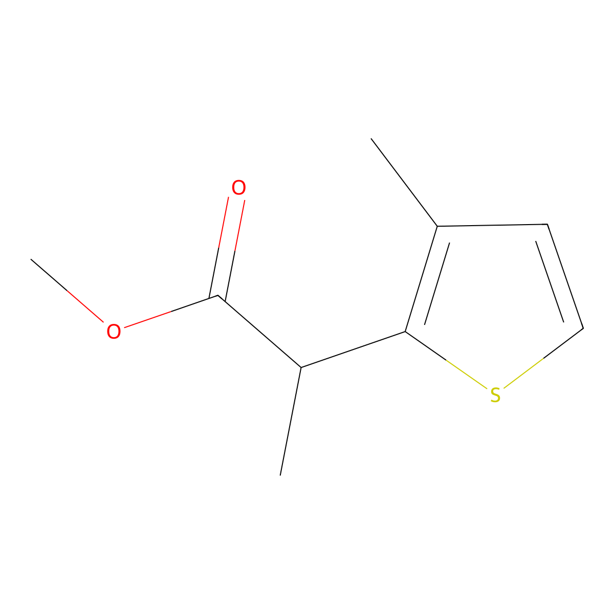 Methyl 2-(3-methylthiophen-2-yl)propanoate molecular structure, CAS 1536164-79-0