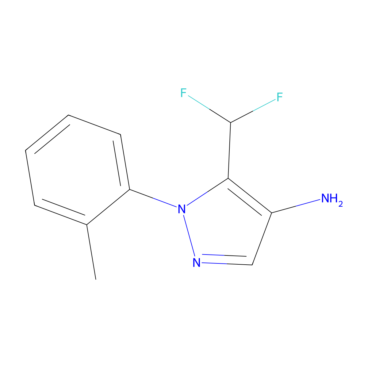 5-(difluoromethyl)-1-(2-methylphenyl)-1H-pyrazol-4-amine molecular structure, CAS 1536173-64-4