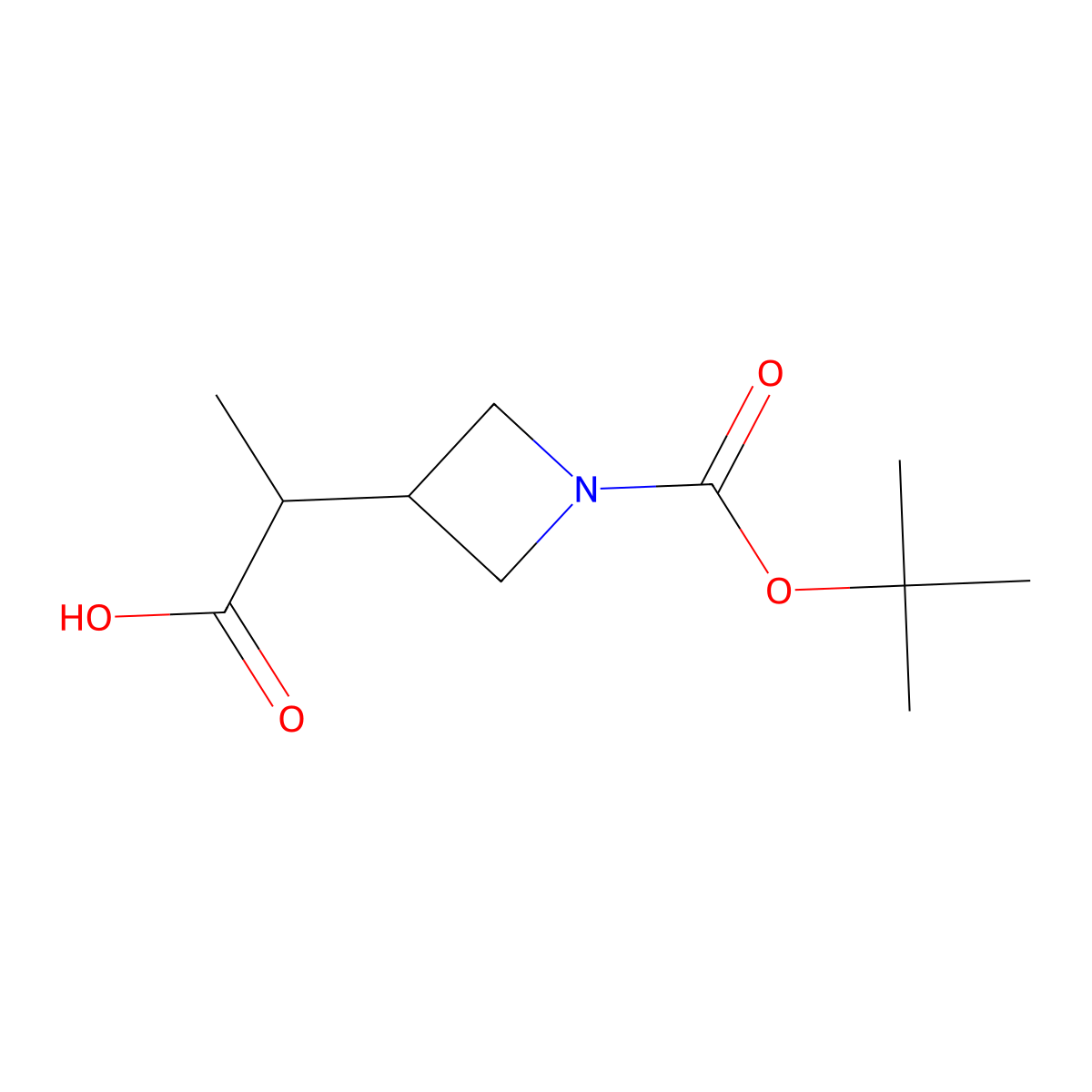 2-{1-[(Tert-butoxy)carbonyl]azetidin-3-yl}propanoic acid molecular structure, CAS 1536183-80-8