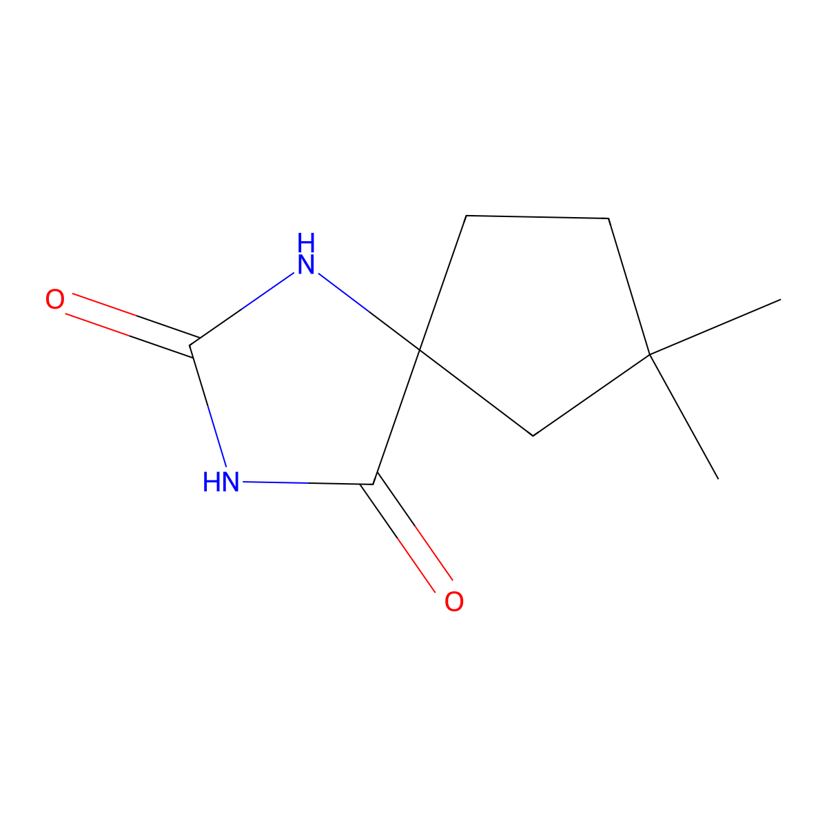 7,7-Dimethyl-1,3-diazaspiro[4.4]nonane-2,4-dione molecular structure, CAS 1536184-51-6