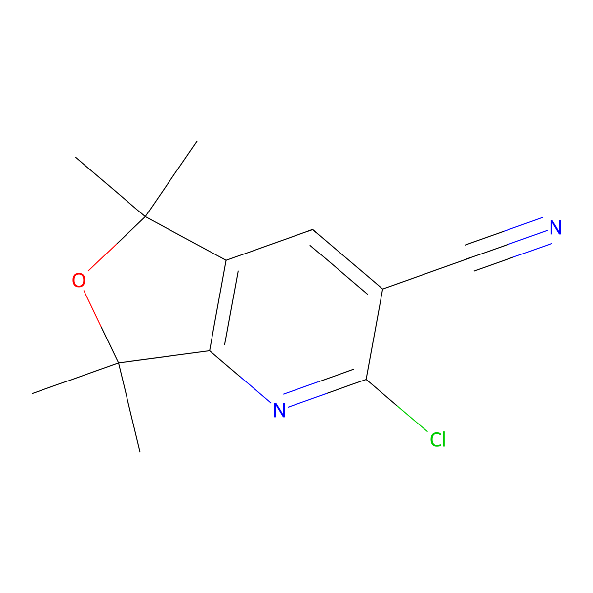 2-Chloro-5,5,7,7-tetramethyl-5,7-dihydrofuro[3,4-b]pyridine-3-carbonitrile molecular structure, CAS 1536198-21-6