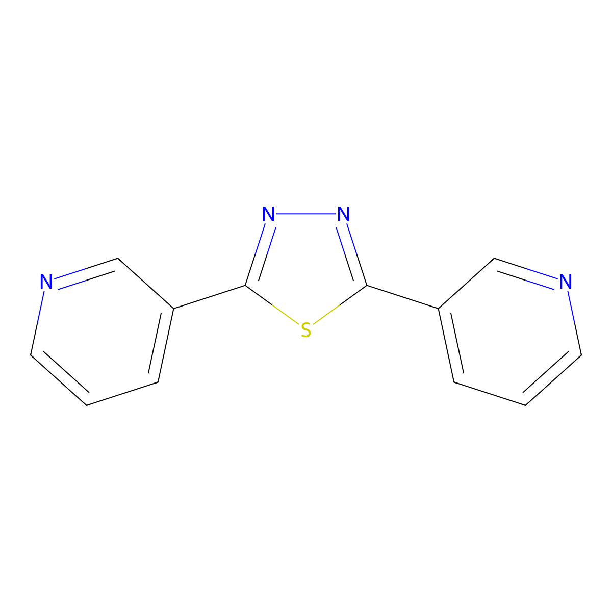 2,5-Di(pyridin-3-yl)-1,3,4-thiadiazole molecular structure, CAS 15362-52-4