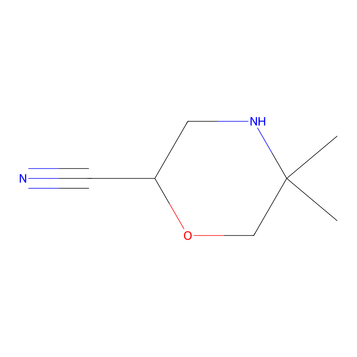 5,5-Dimethylmorpholine-2-carbonitrile molecular structure, CAS 1536200-71-1