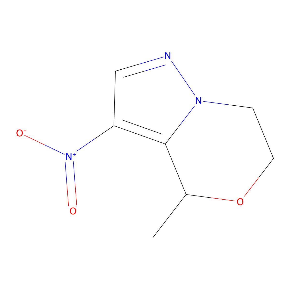 4-Methyl-3-nitro-6,7-dihydro-4H-pyrazolo[5,1-c][1,4]oxazine molecular structure, CAS 1536202-08-0