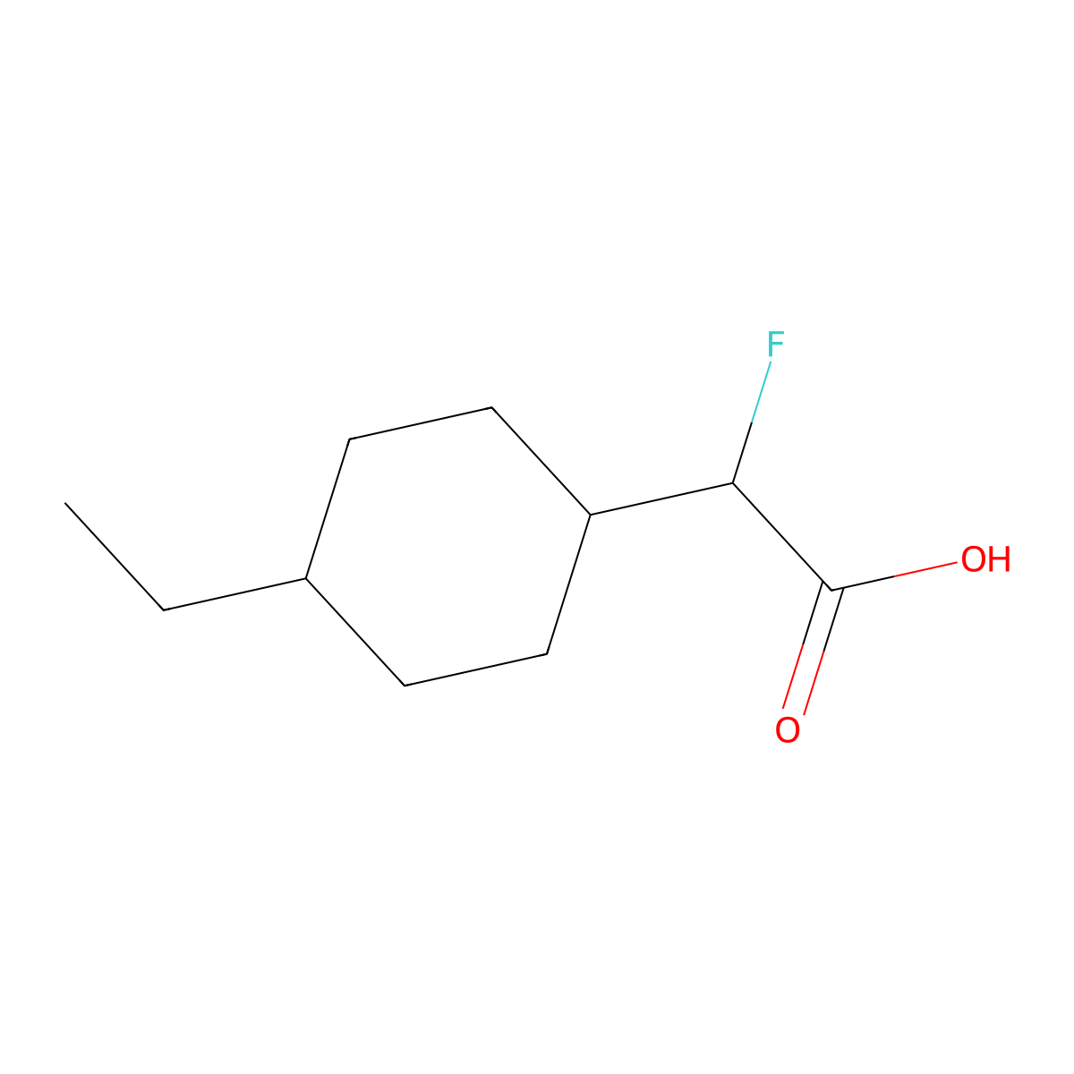 2-(4-Ethylcyclohexyl)-2-fluoroacetic acid molecular structure, CAS 1536206-94-6