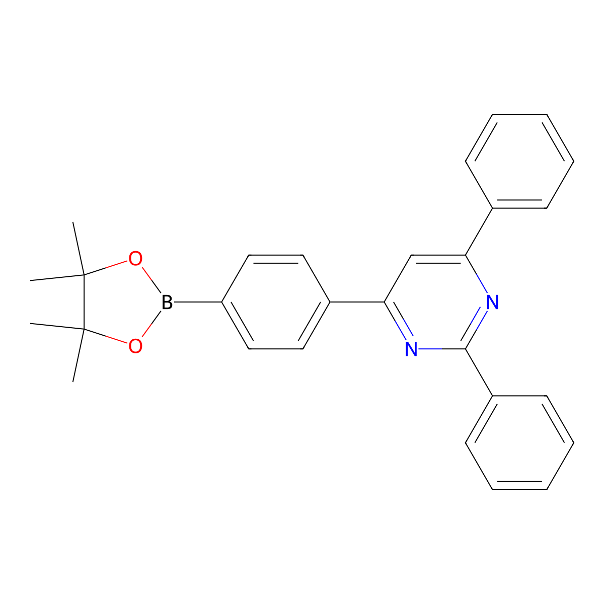 2,4-Diphenyl-6-(4-(4,4,5,5-tetramethyl-1,3,2-dioxaborolan-2-yl)phenyl)pyrimidine molecular structure, CAS 1536209-84-3