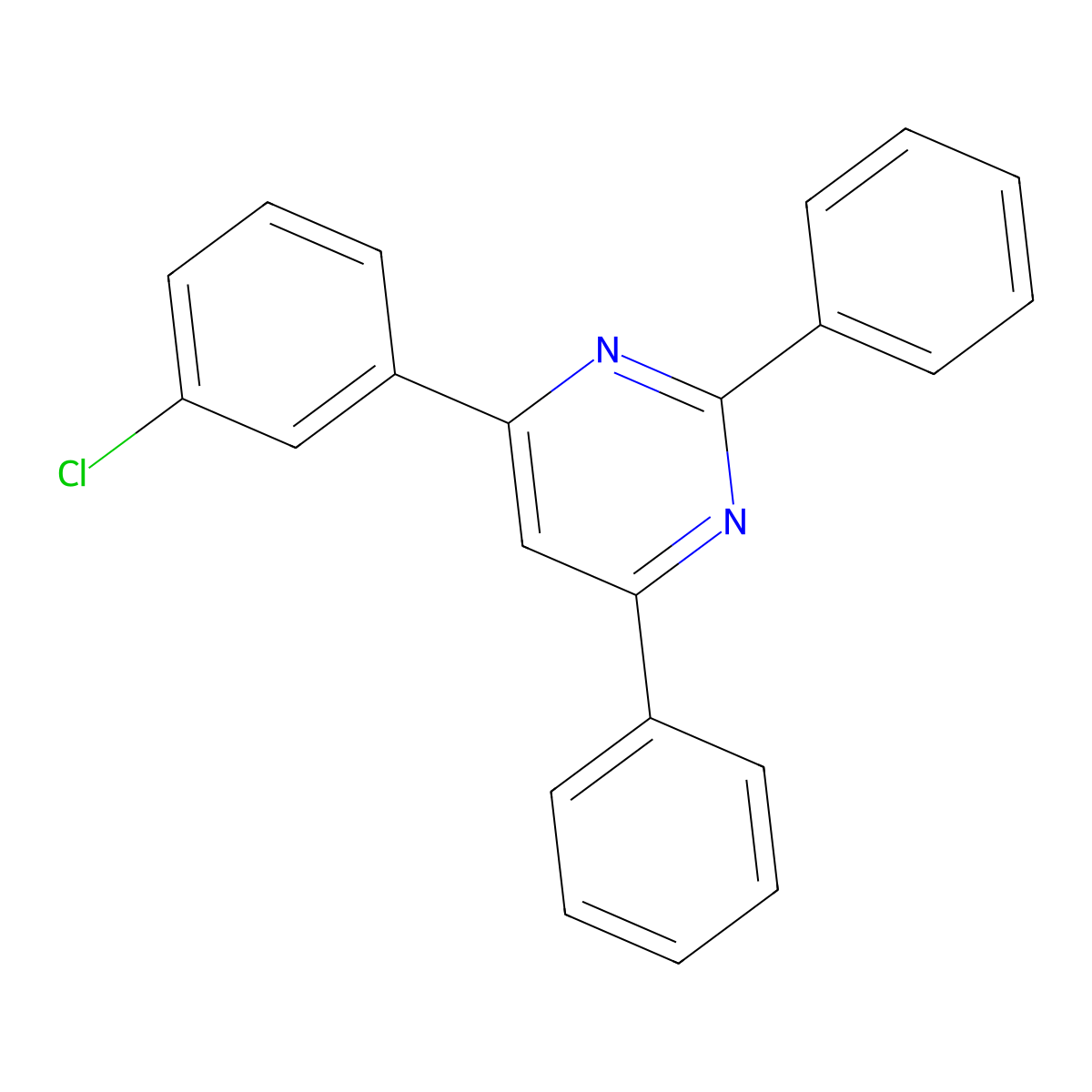 4-(3-Chlorophenyl)-2,6-diphenylpyrimidine molecular structure, CAS 1536209-87-6