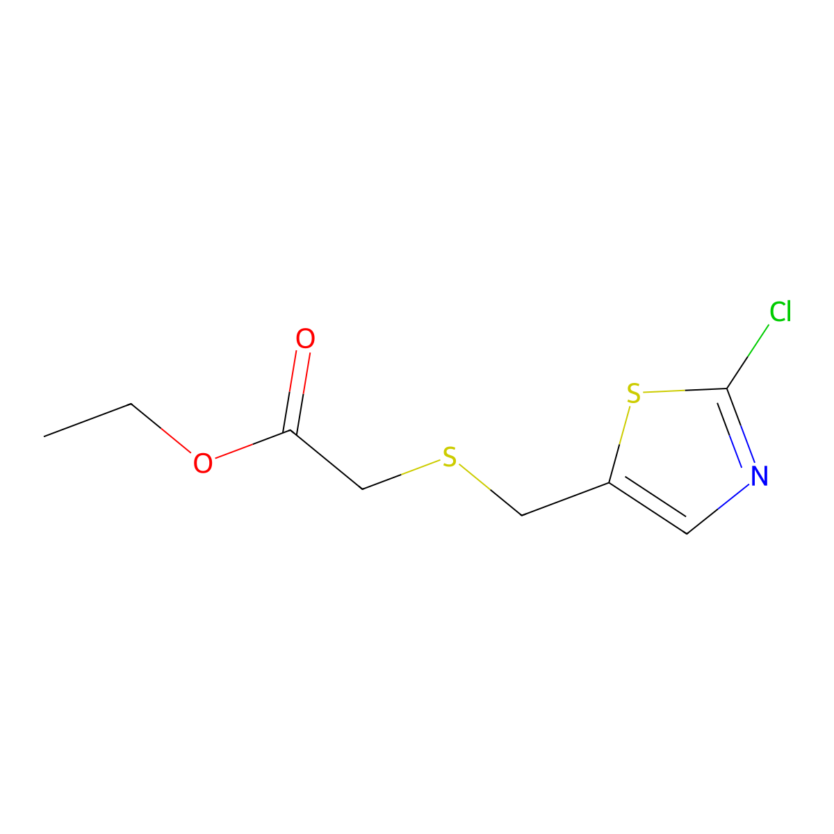 Ethyl 2-([(2-chloro-1,3-thiazol-5-yl)methyl]sulfanyl)acetate molecular structure, CAS 1536212-56-2