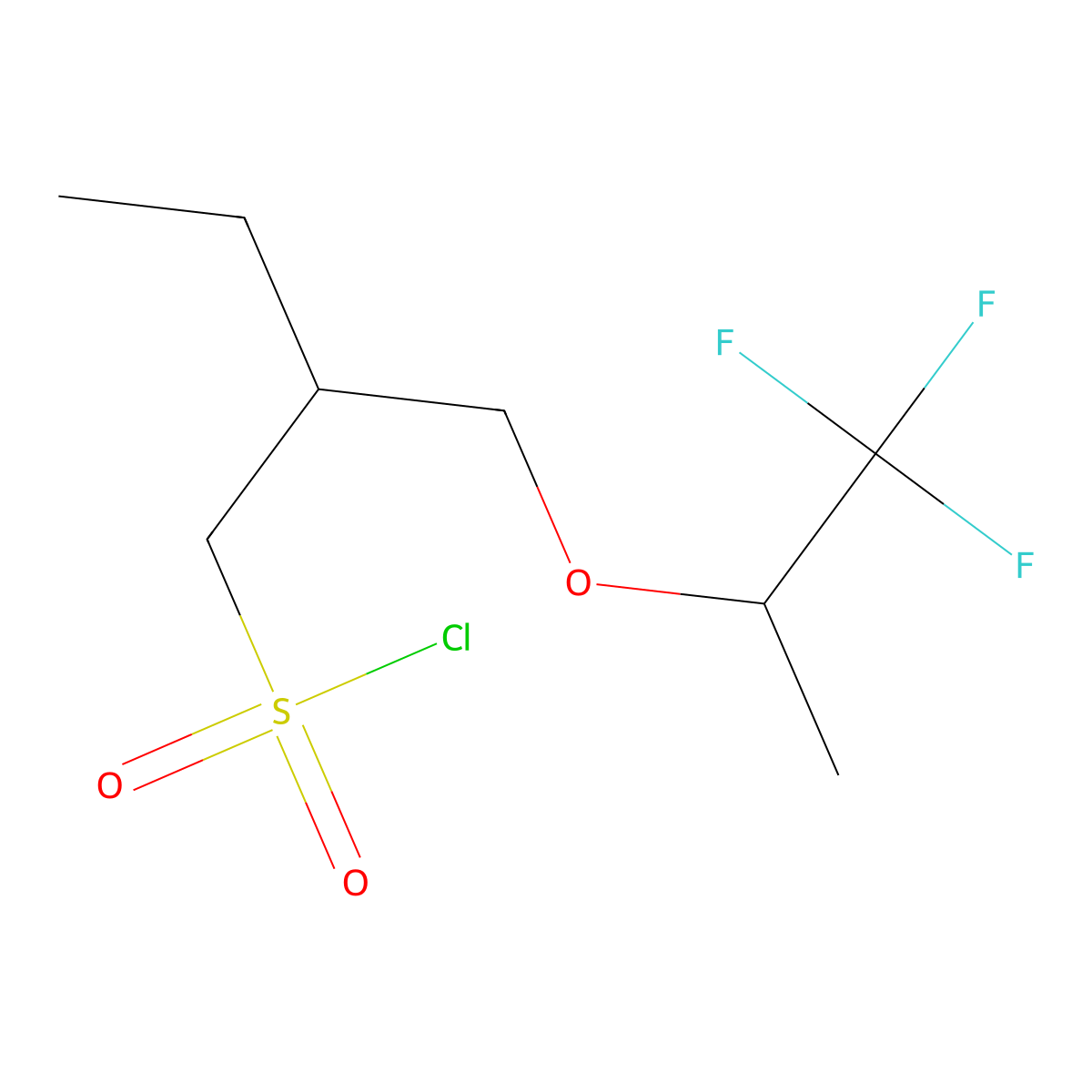 2-(((1,1,1-Trifluoropropan-2-yl)oxy)methyl)butane-1-sulfonyl chloride molecular structure, CAS 1536215-80-1