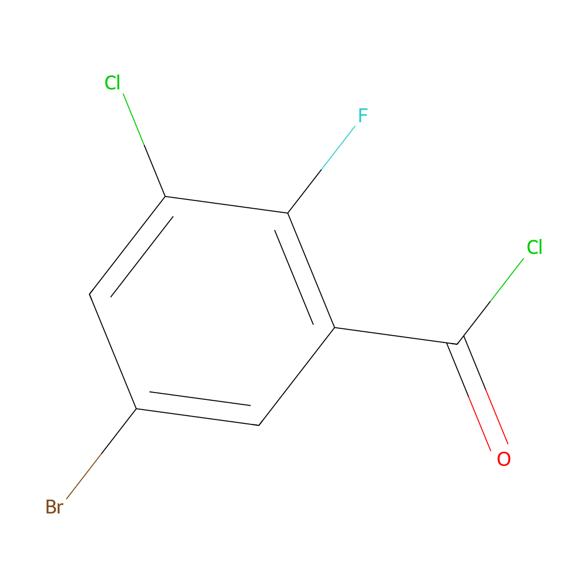 5-Bromo-3-chloro-2-fluorobenzoyl chloride molecular structure, CAS 1536225-35-0