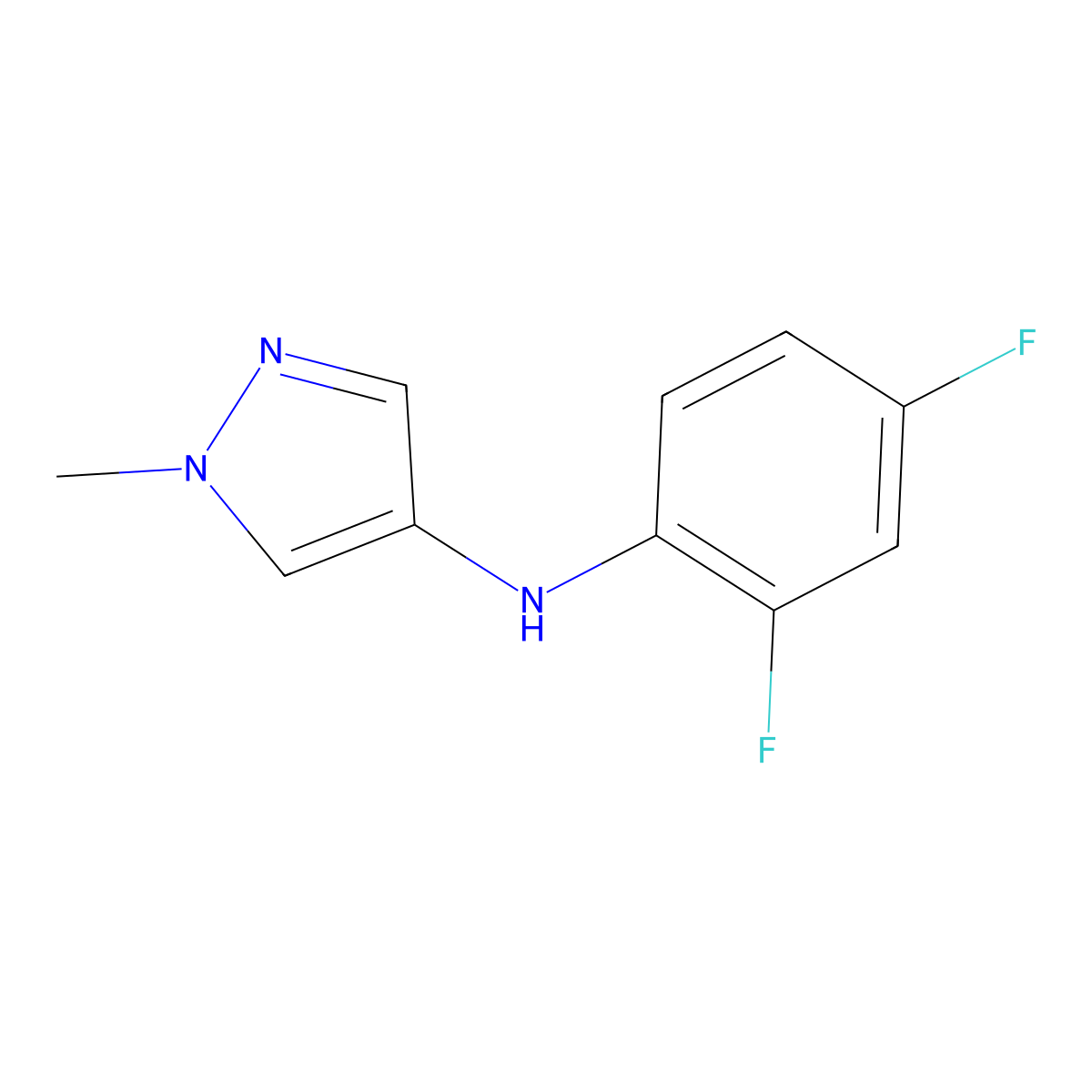 N-(2,4-Difluorophenyl)-1-methyl-1H-pyrazol-4-amine molecular structure, CAS 1536225-38-3