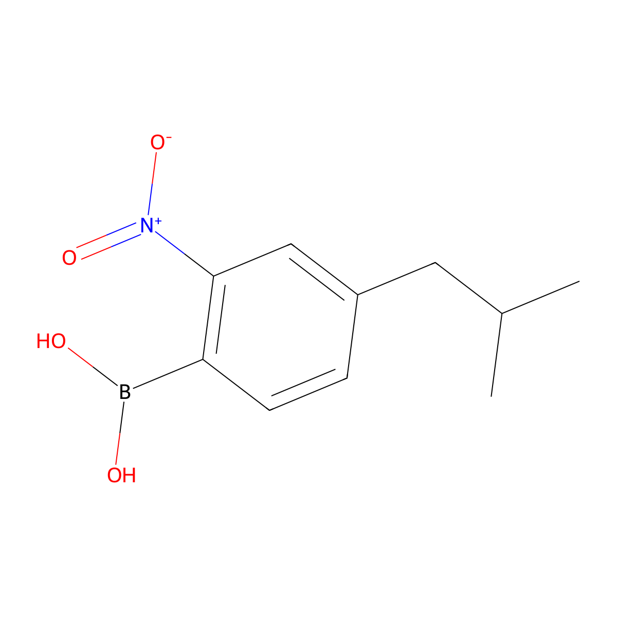 Boronic acid, [4-(2-methylpropyl)-2-nitrophenyl]- molecular structure, CAS 153624-53-4