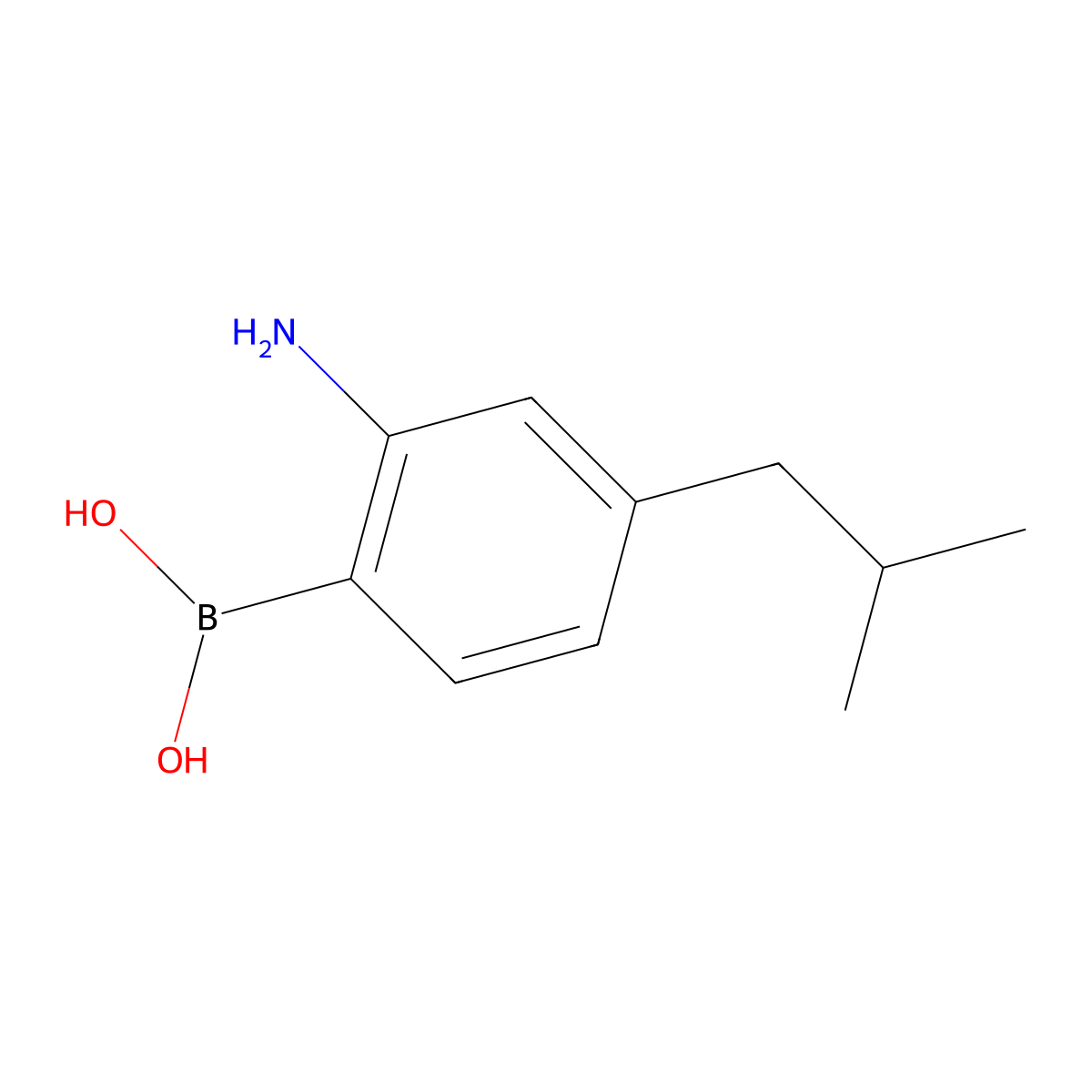 (2-Amino-4-isobutylphenyl)boronic acid molecular structure, CAS 153624-54-5