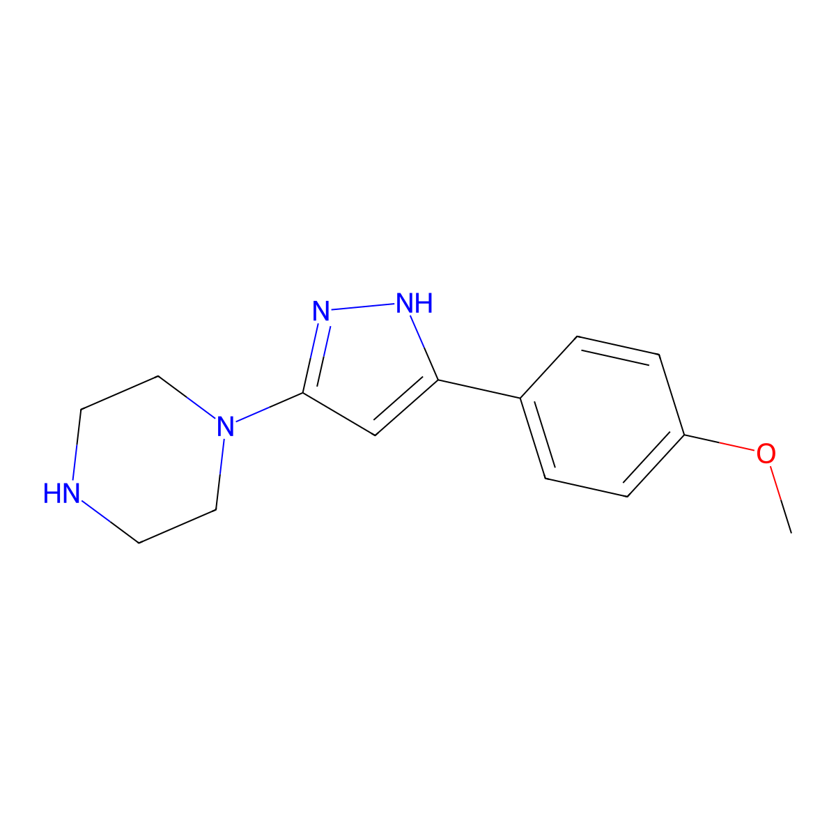 1-[3-(4-methoxyphenyl)-1H-pyrazol-5-yl]piperazine molecular structure, CAS 1536249-83-8