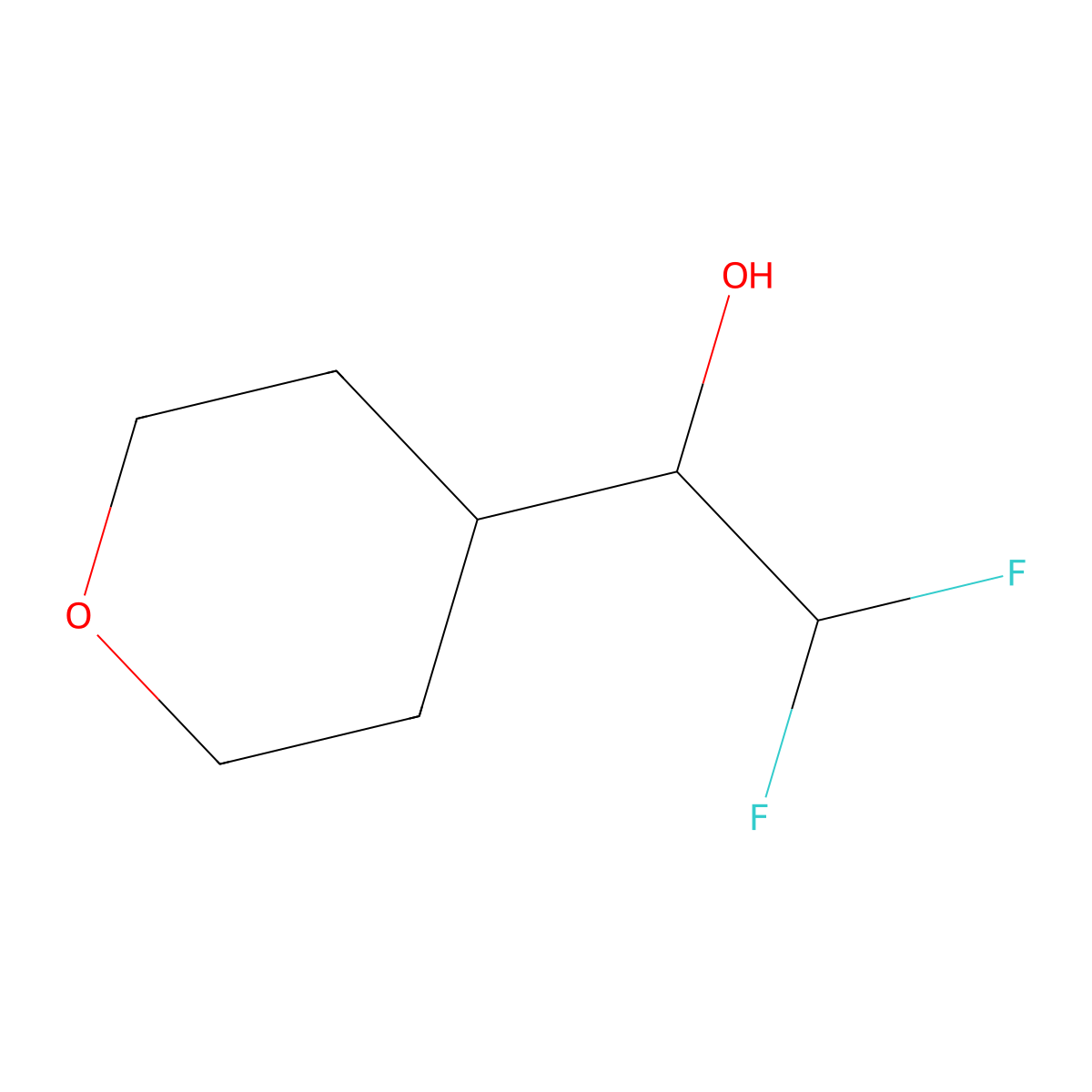 2,2-Difluoro-1-(oxan-4-yl)ethan-1-ol molecular structure, CAS 1536251-02-1