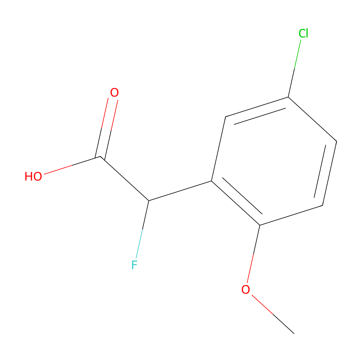 2-(5-Chloro-2-methoxyphenyl)-2-fluoroacetic acid molecular structure, CAS 1536254-17-7