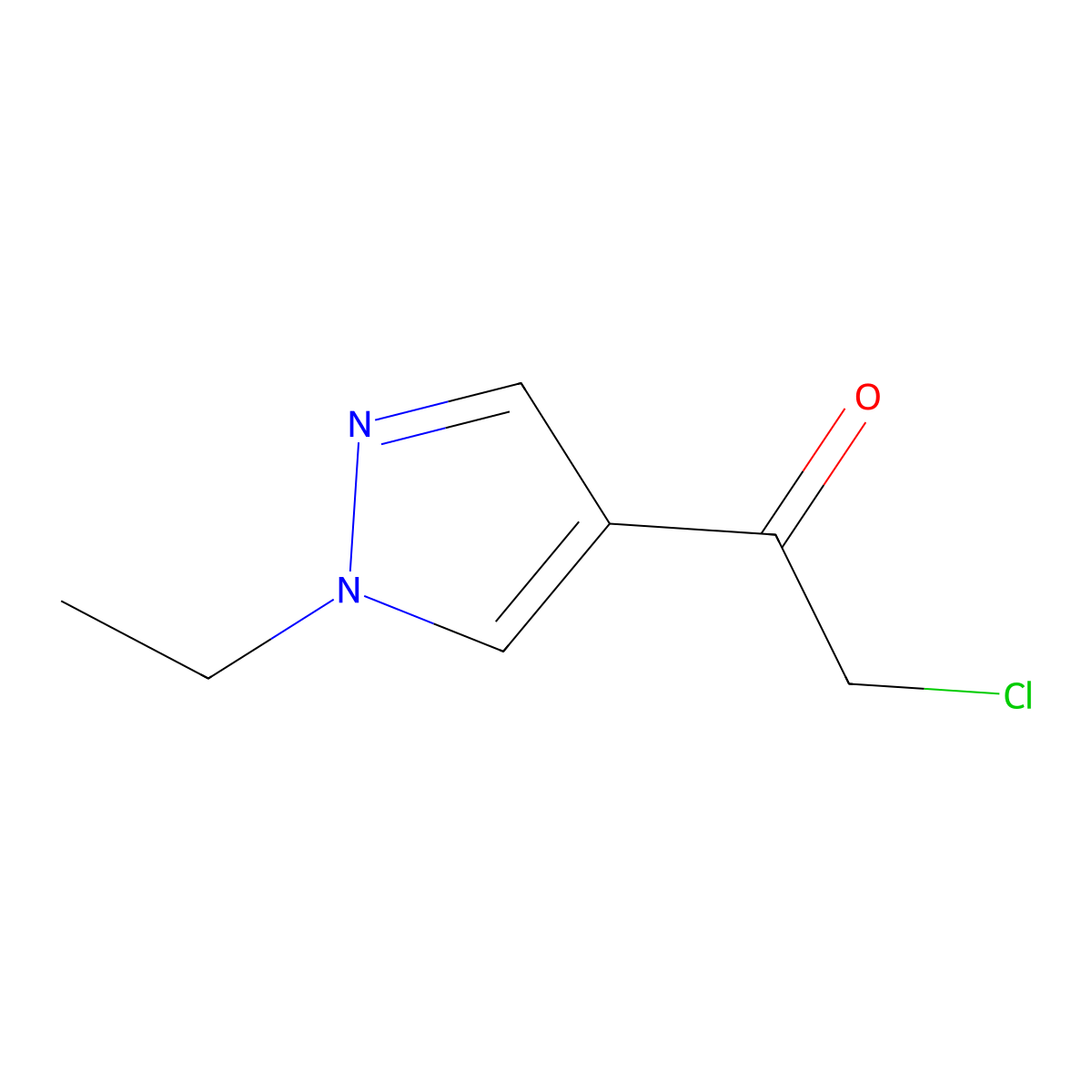 2-chloro-1-(1-ethyl-1H-pyrazol-4-yl)ethan-1-one molecular structure, CAS 1536255-49-8