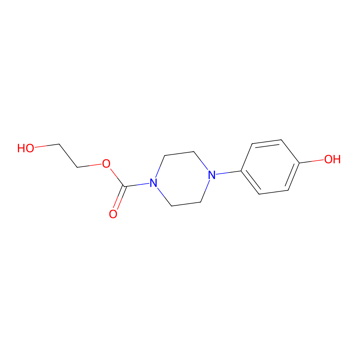 2-Hydroxyethyl 4-(4-hydroxyphenyl)piperazine-1-carboxylate molecular structure, CAS 1536264-82-0
